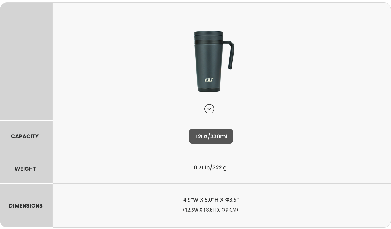 Daily Office Tumbler size chart
