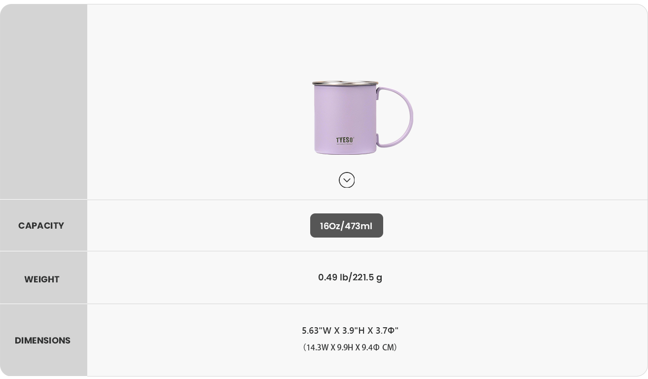 SipMate Coffee Mug with Ergonomic Handle 11# size chart