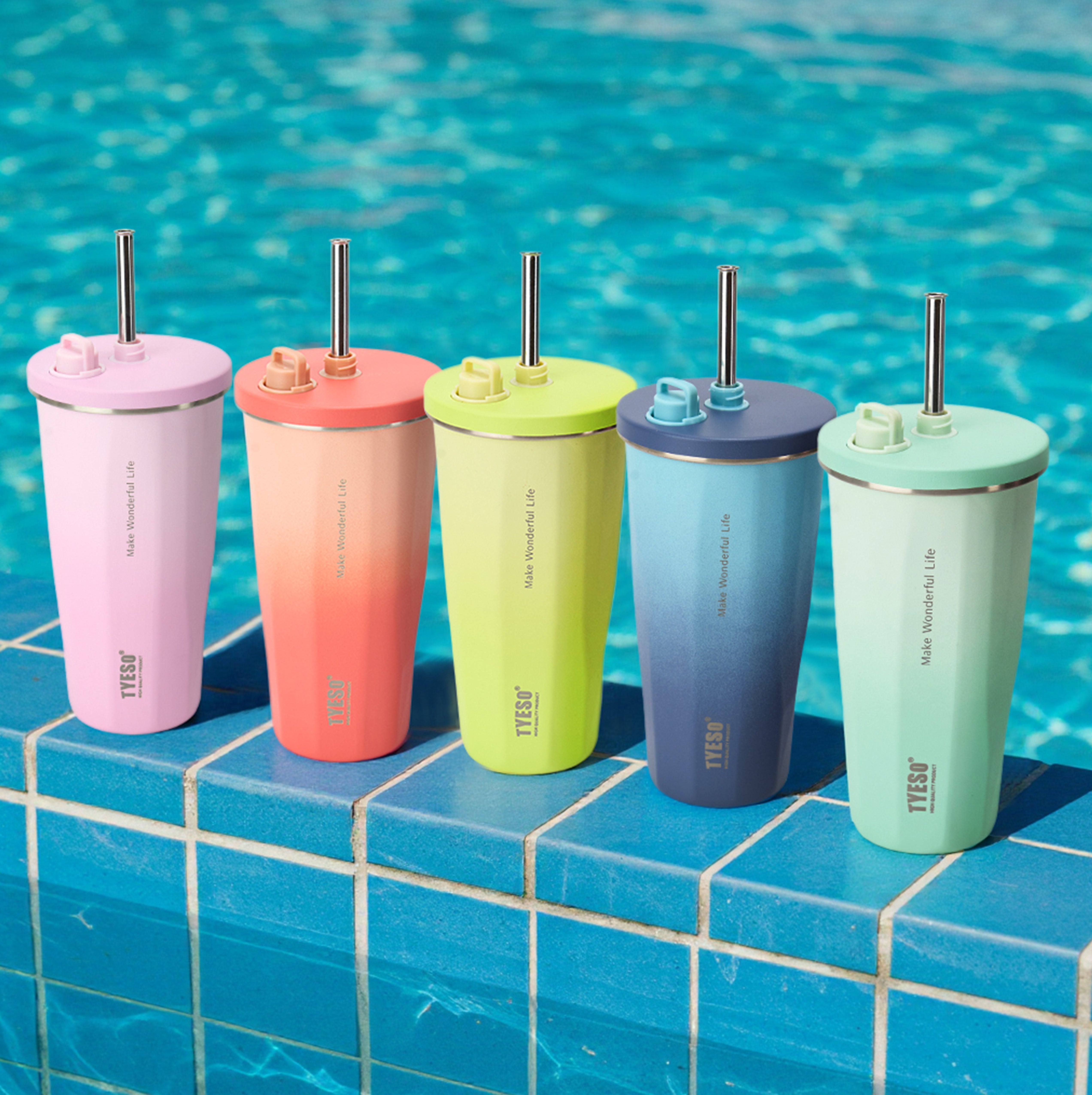 20 oz(600ml)-TYESO Gradient DopamineTumbler with Retractable Straw 36# Intl