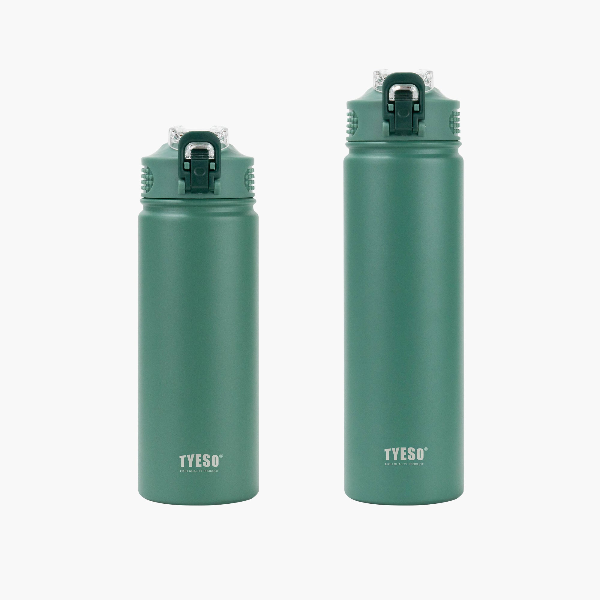 TYESO_Wander lockable Stainless Steel Sports Bottle With Straw_Dark Green_20oz&25oz
