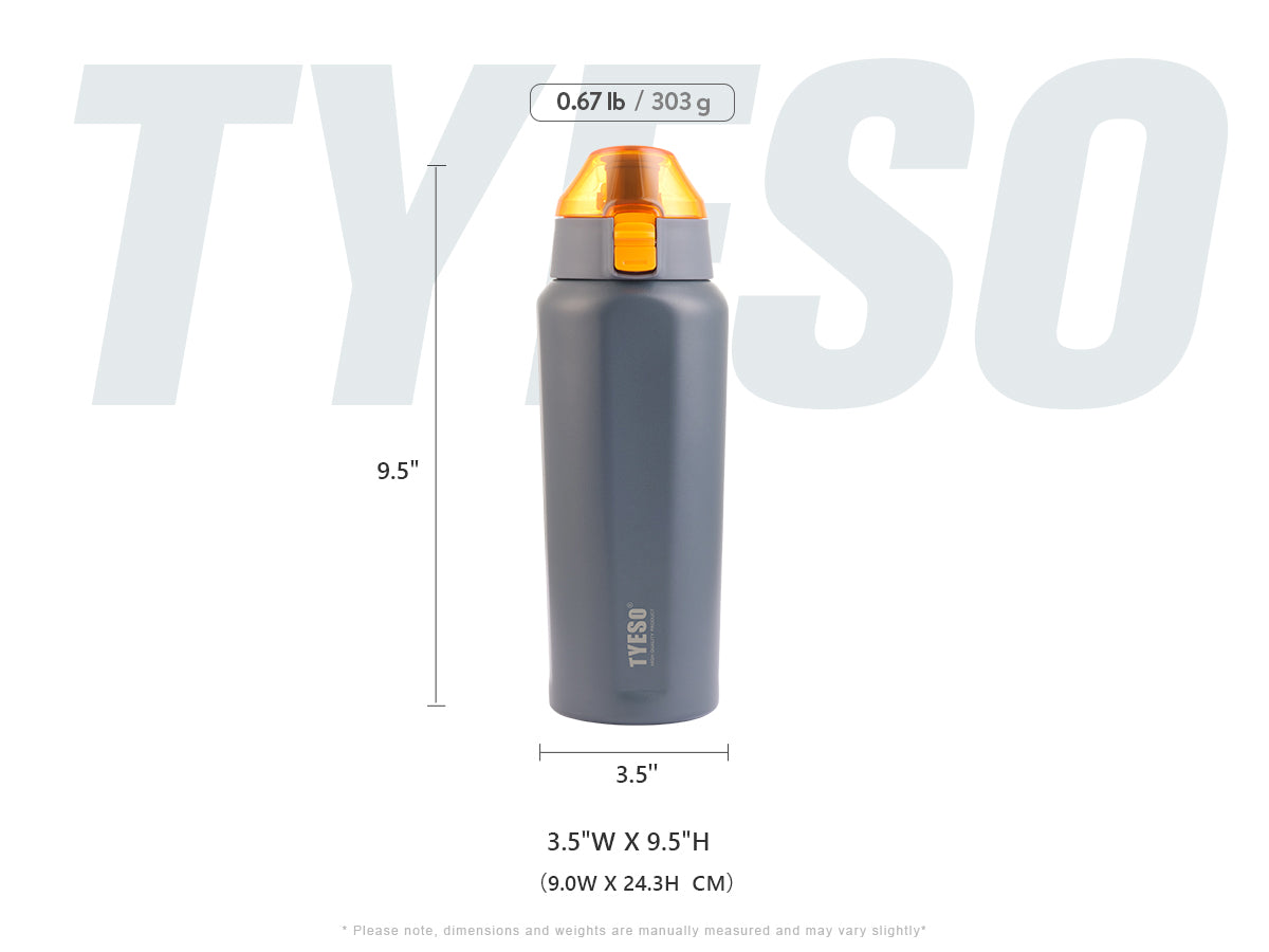 Sports Bottle With Unique Square Shape & One-touch Open lid size chart