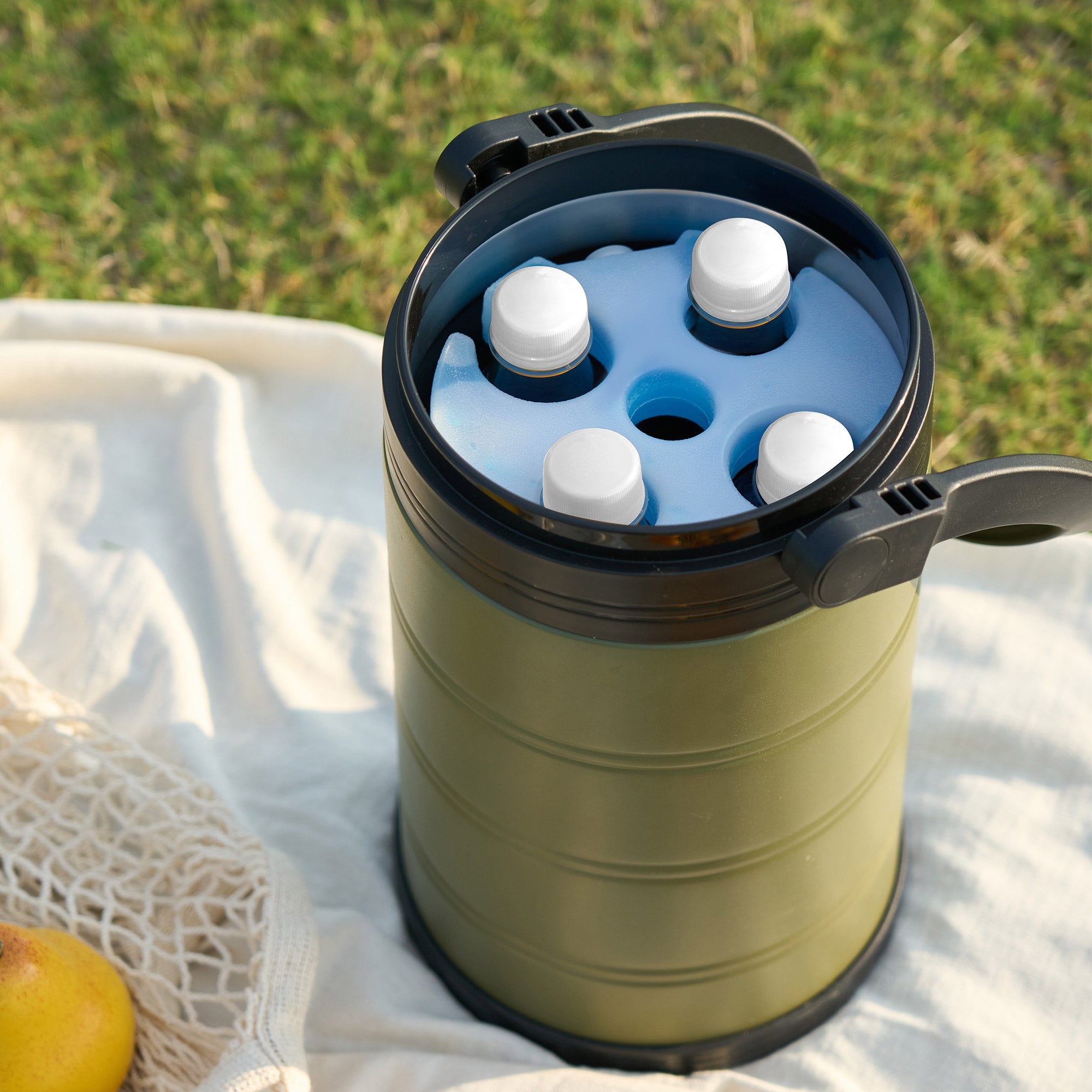 Reusable ice pack insert inside TYESO large capacity portable cooler for outdoor use