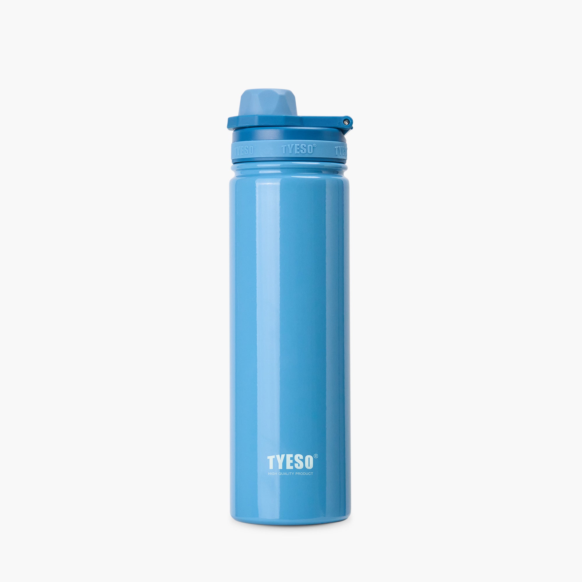 Front view of the blue 25 oz TYESO AERIS REVIVE lightweight sports bottle #color_blue