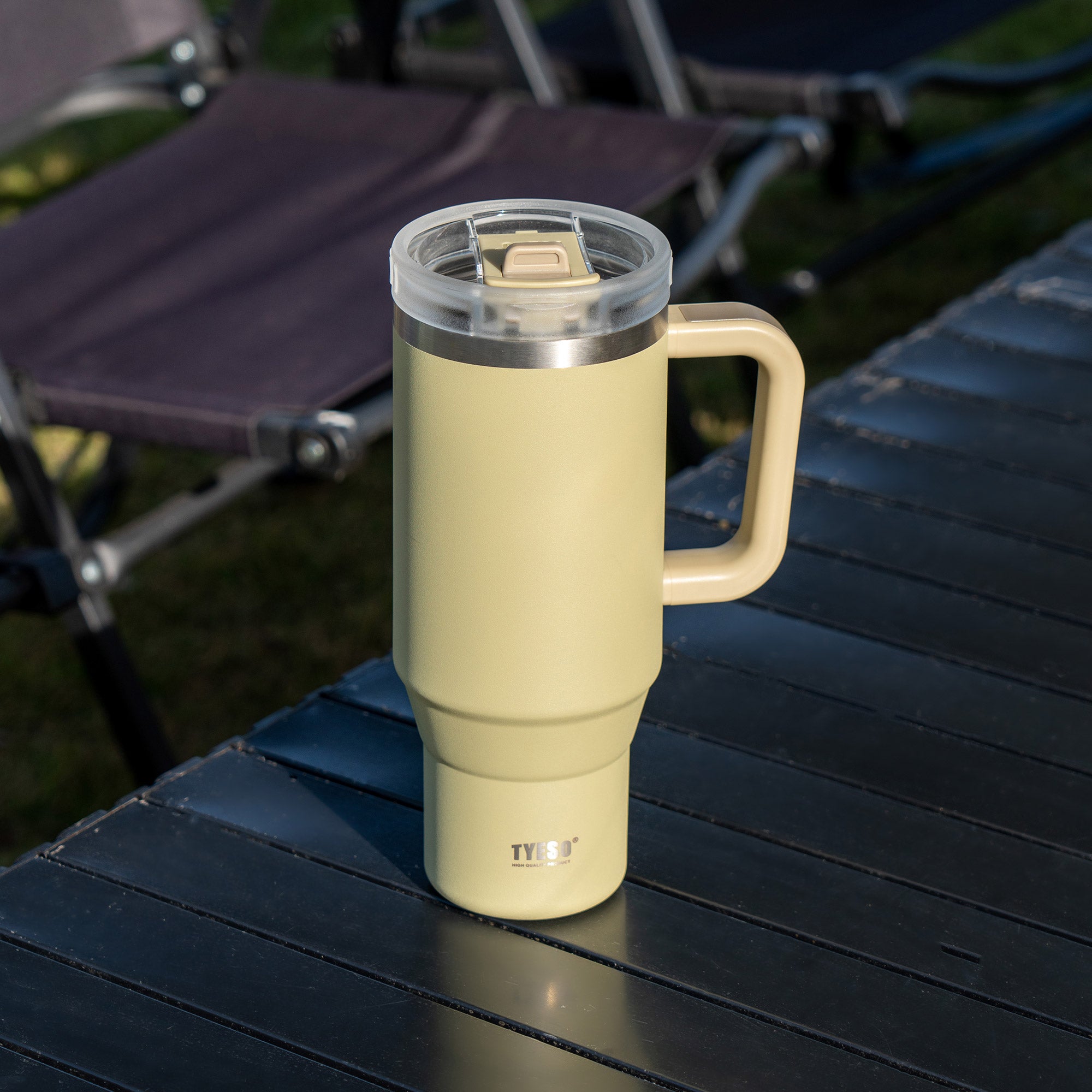 TYESO AURA Insulated Travel Tumbler in Khaki #color_khaki