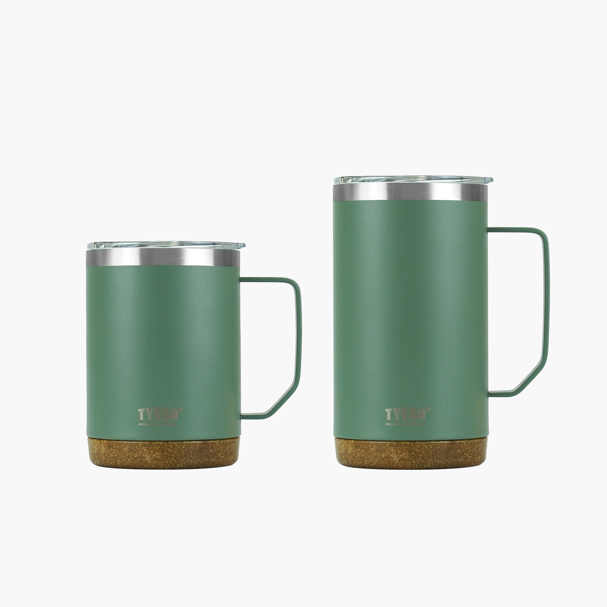 Green TYESO CASK insulated coffee mugs in 18 oz and 24 oz sizes #color_green