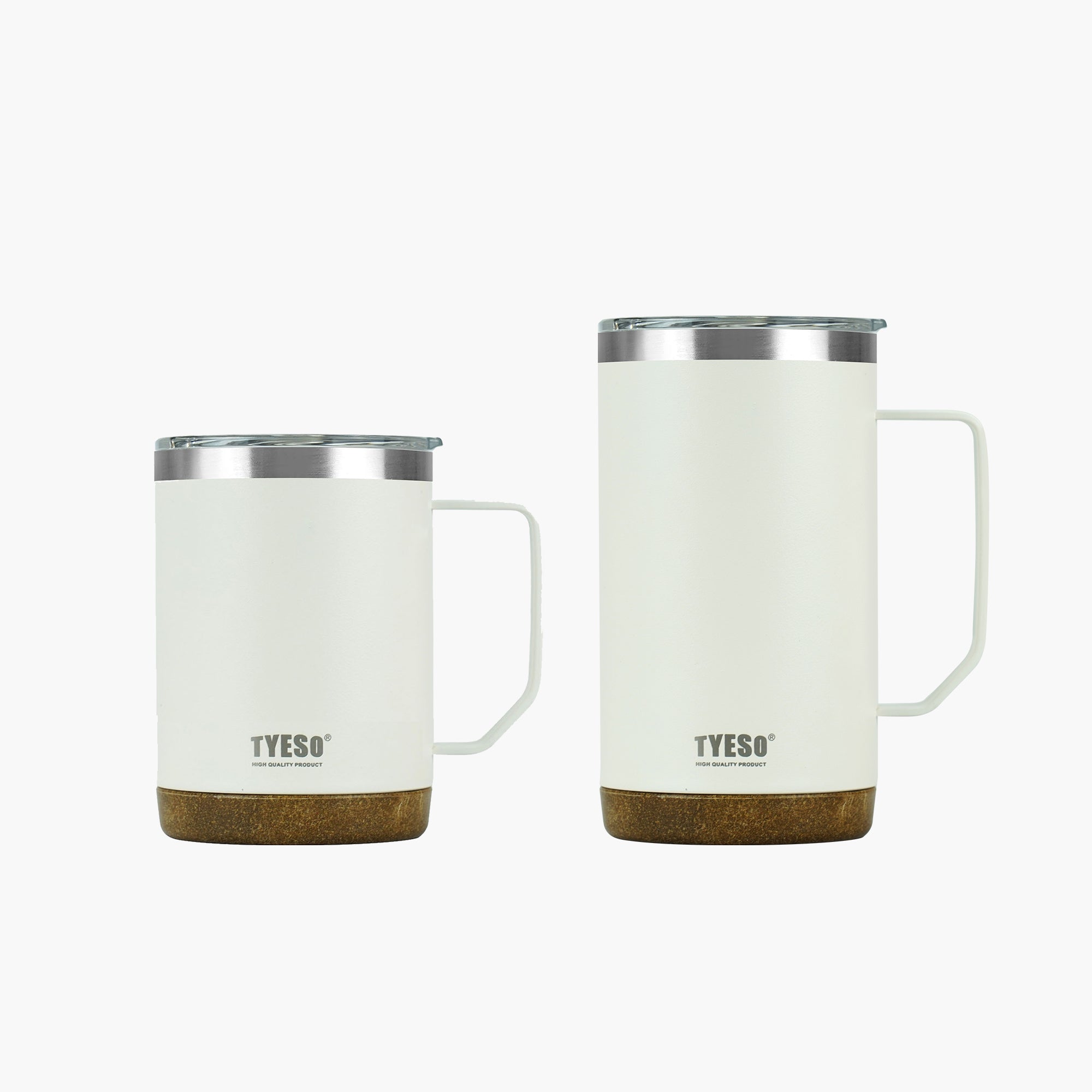 White TYESO CASK insulated coffee mugs in 18 oz and 24 oz sizes #color_white