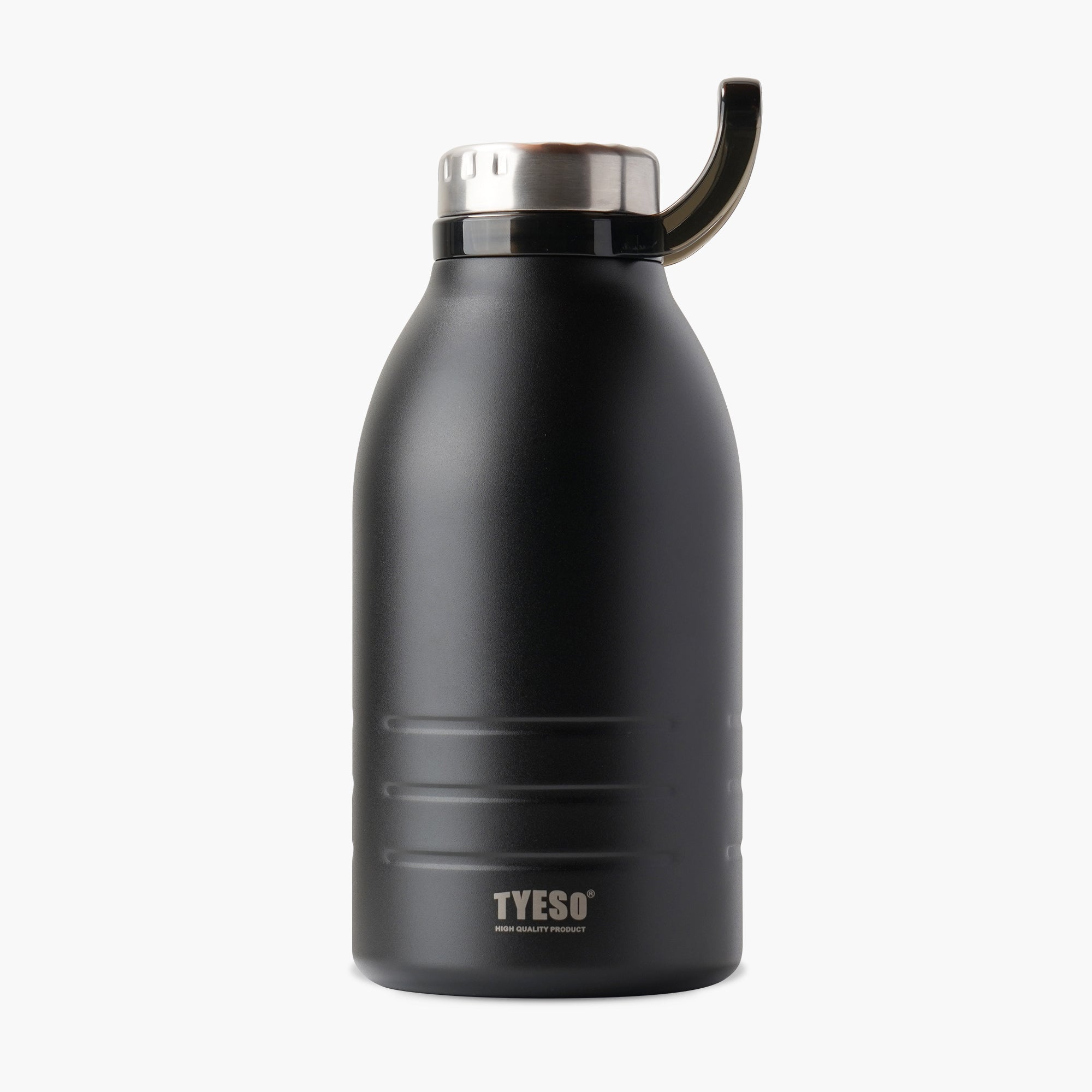 Front view of the black 64 oz TYESO DEPOT large-capacity insulated water bottle #color_black