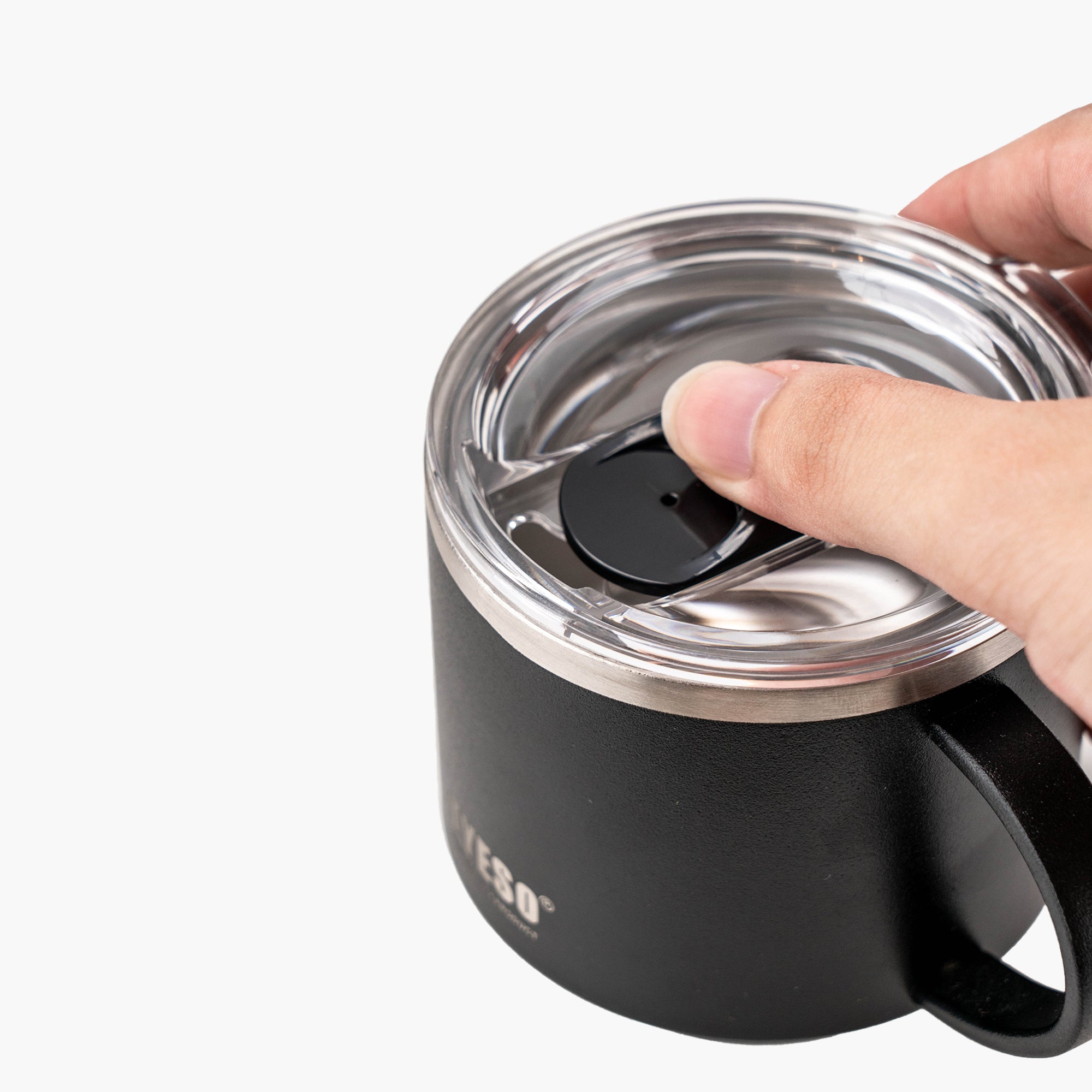 TYESO DOCK Stackable Coffee Mug in Black, 11 oz – top view #color_black