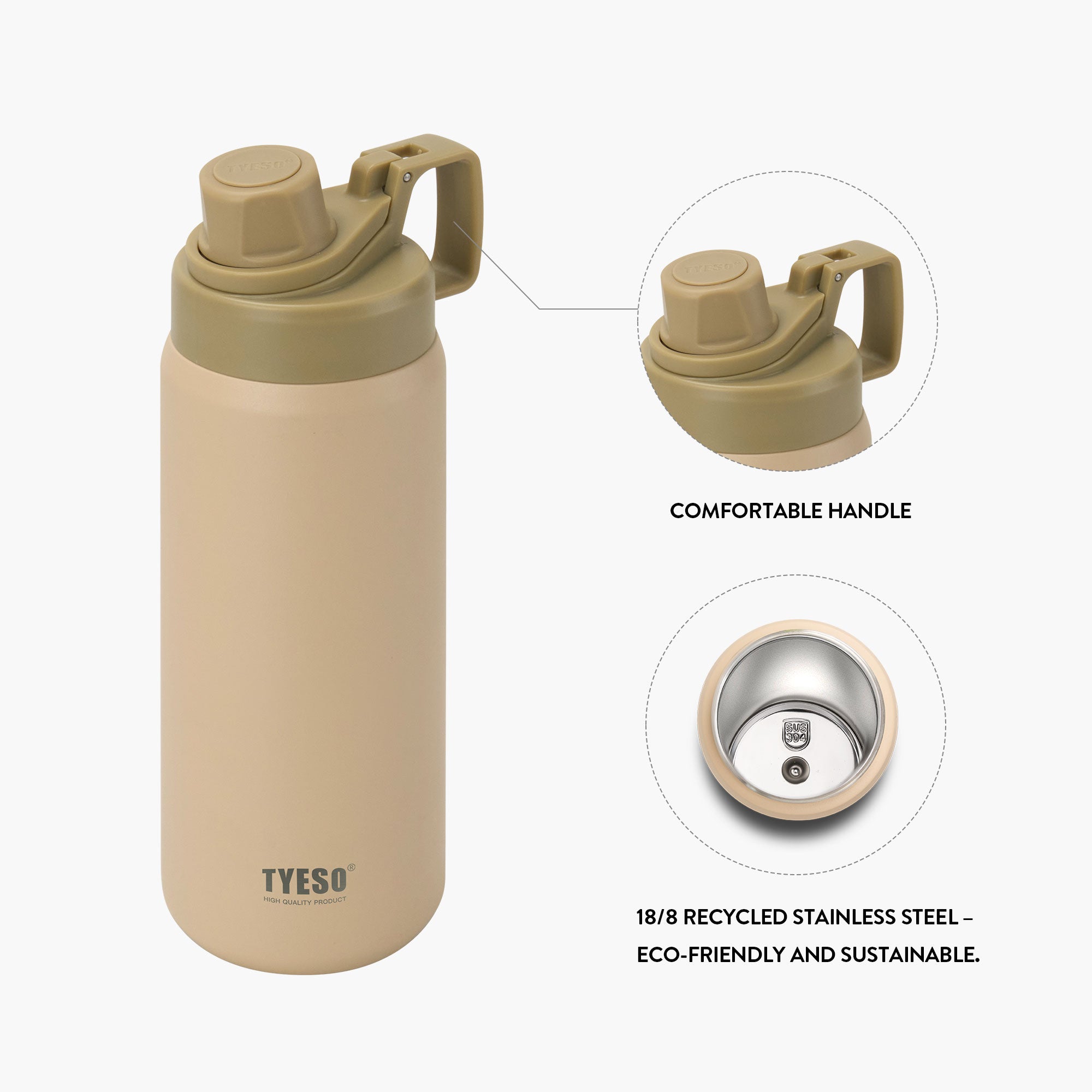 TYESO FIZZ HAZE Sports Bottle with Soft Spout in Mocha, 25 oz – carry handle detail #color_mocha