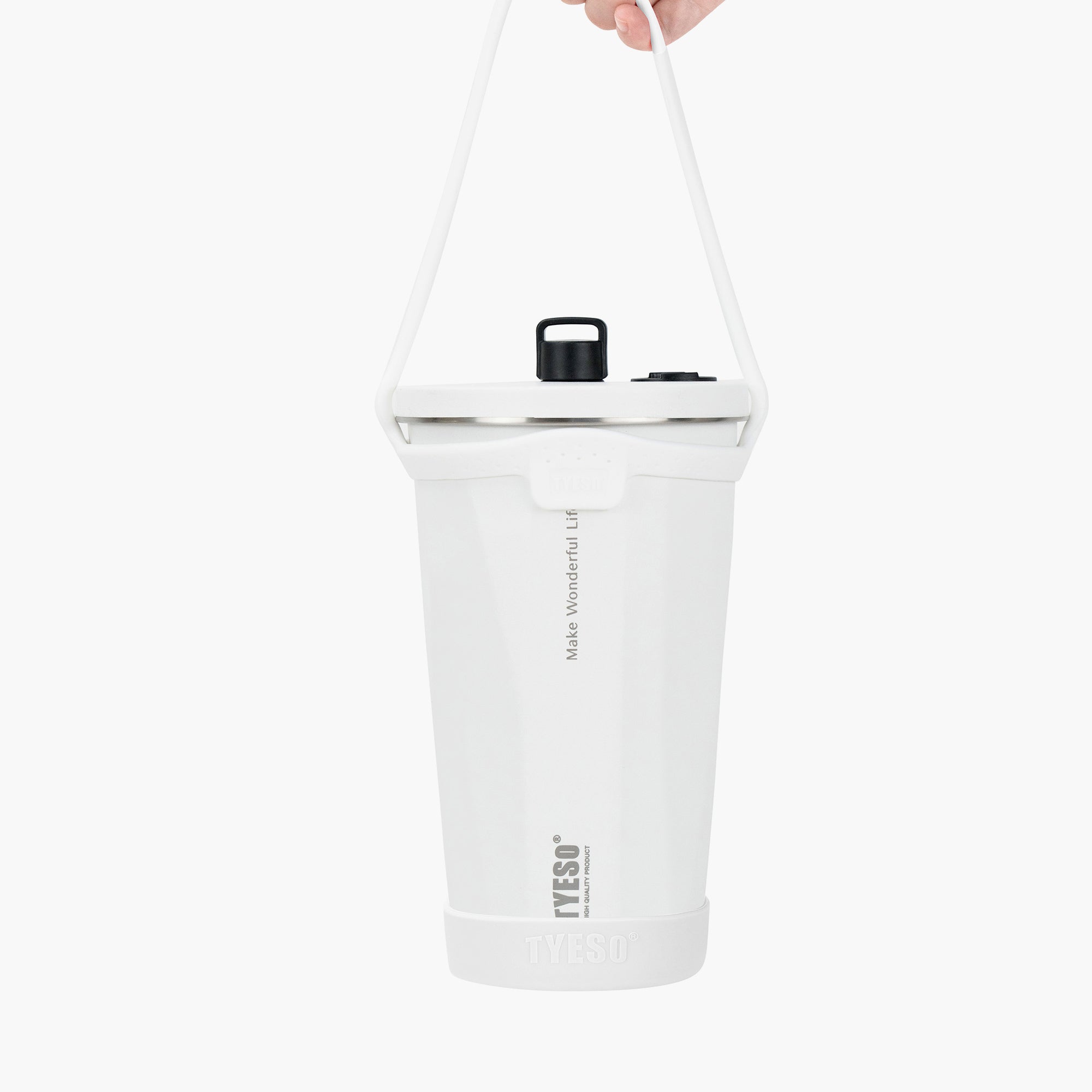 TYESO FLAIR Retractable Straw Tumbler in Solid White, 20 oz – lid detail #color_solid white