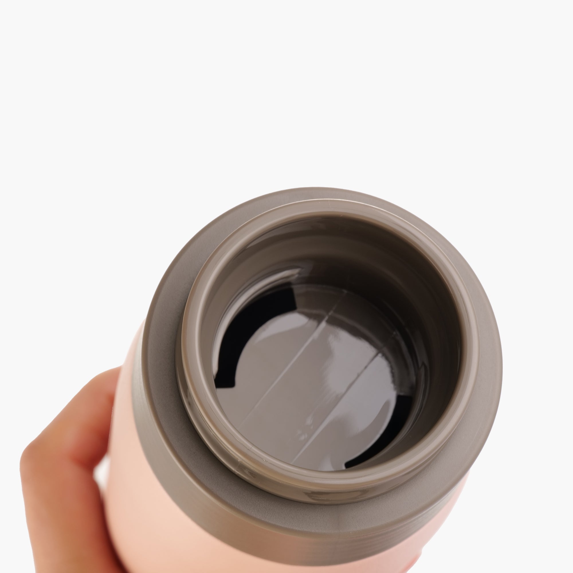 Top view inside the pink TYESO LYRA bottle showing the removable ice guard #color_pink