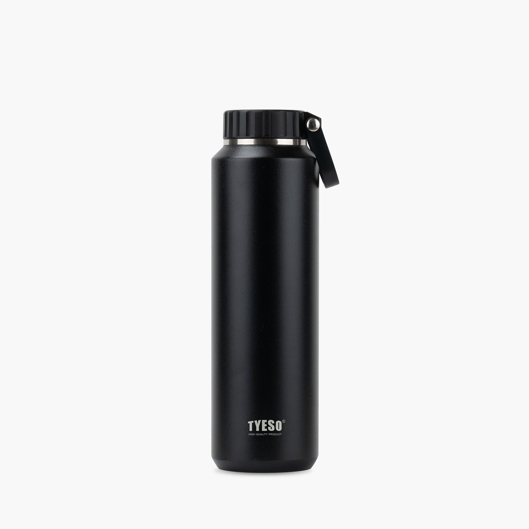 Front view of the black 24 oz TYESO MESA insulated sports water bottle #color_black