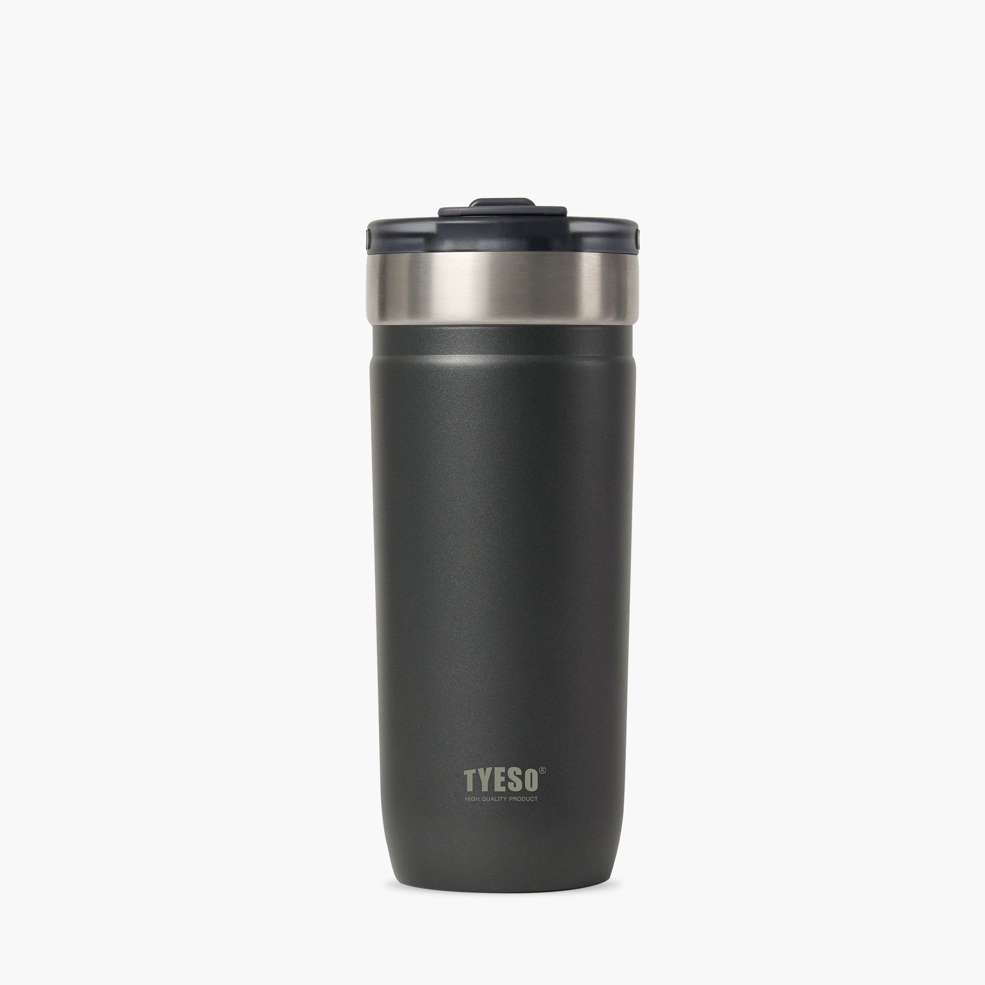 tyeso opaline 24oz black vacuum insulated tumbler 18/8 steel BPA free glitter coating front view #color_black