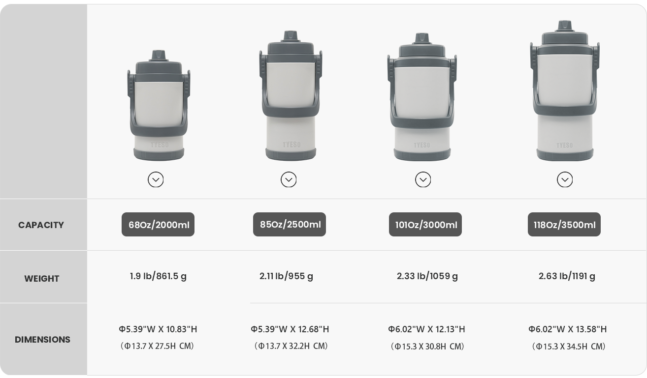 STOCK Large Sports Bottle with Strap size chart