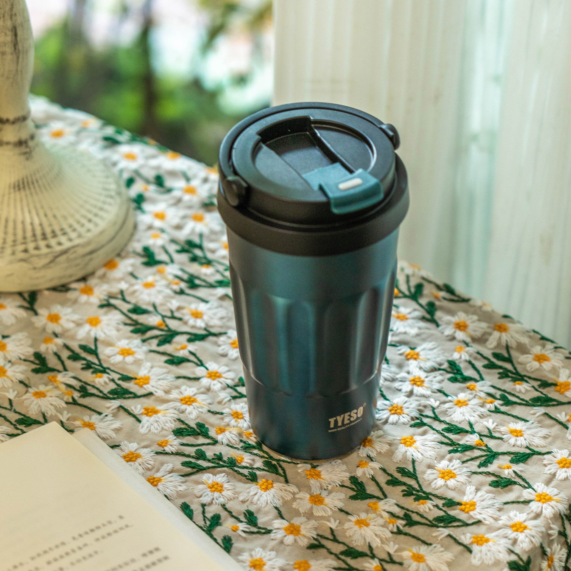 TYESO_Stainless Steel Portable coffee Tumbler 22#_Blue_17oz top