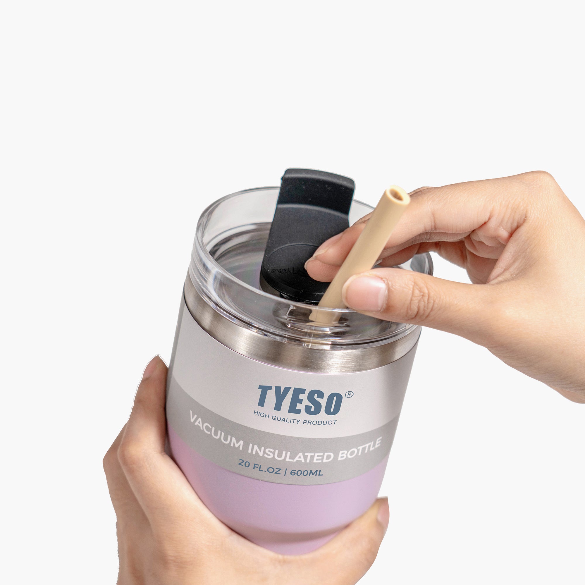TYESO_Stainless Steel Tumbler with Straw 12_Purple_20oz 2