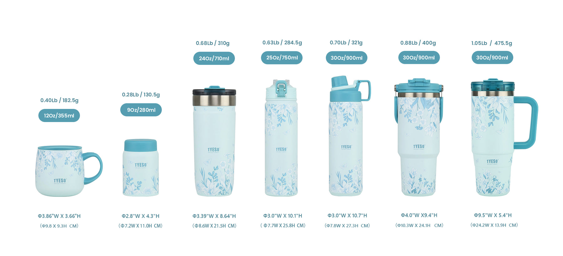 Floral Mist Collection size chart