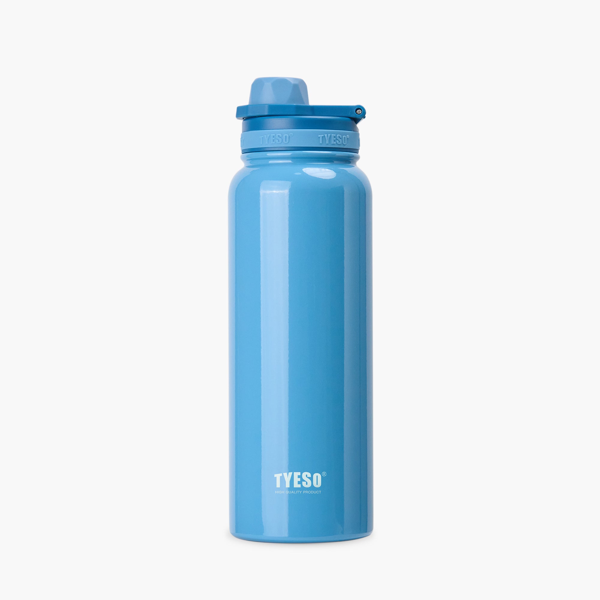 Front view of the blue 35 oz TYESO AERIS REVIVE lightweight sports bottle #color_blue