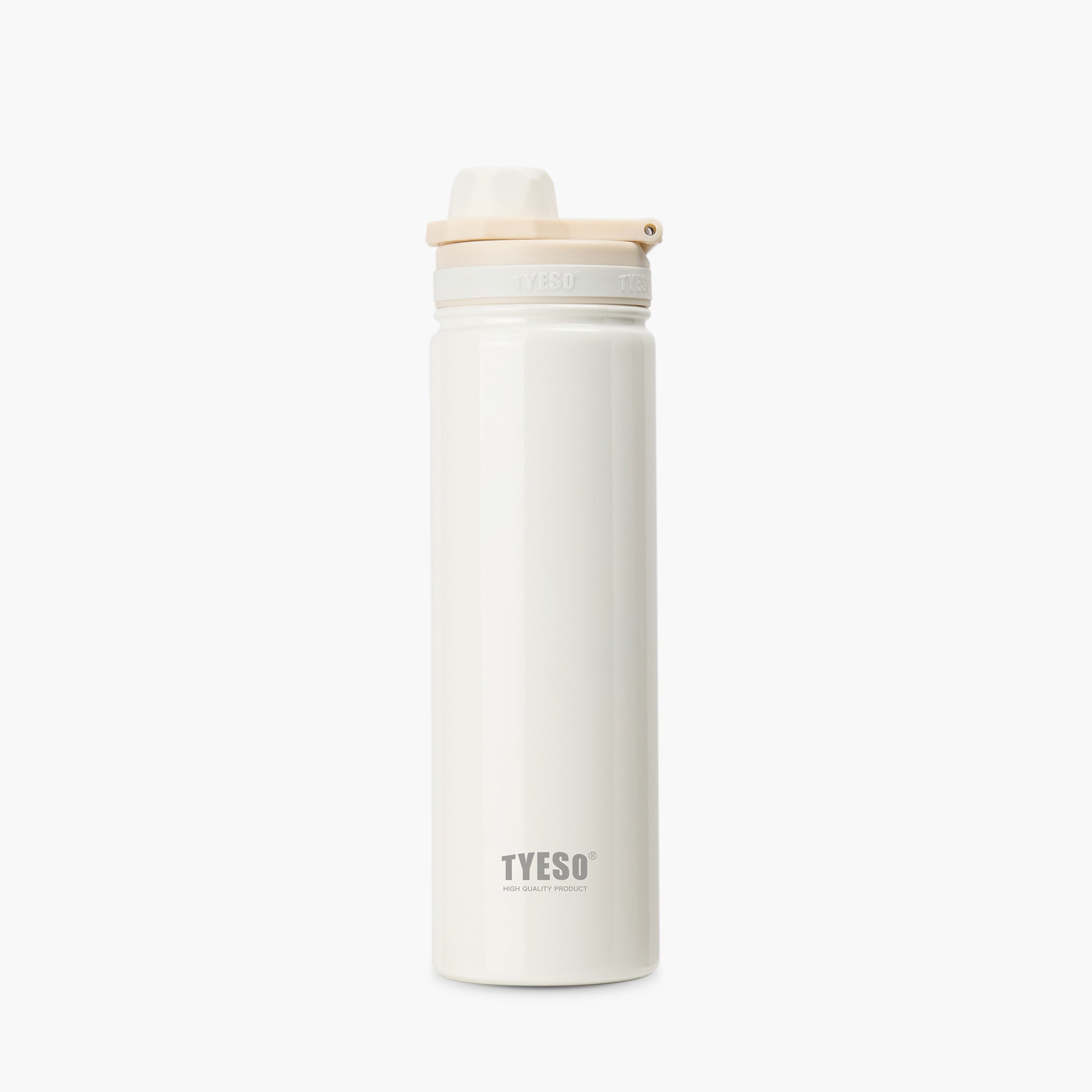 Front view of the white 25 oz TYESO AERIS REVIVE lightweight sports bottle #color_white