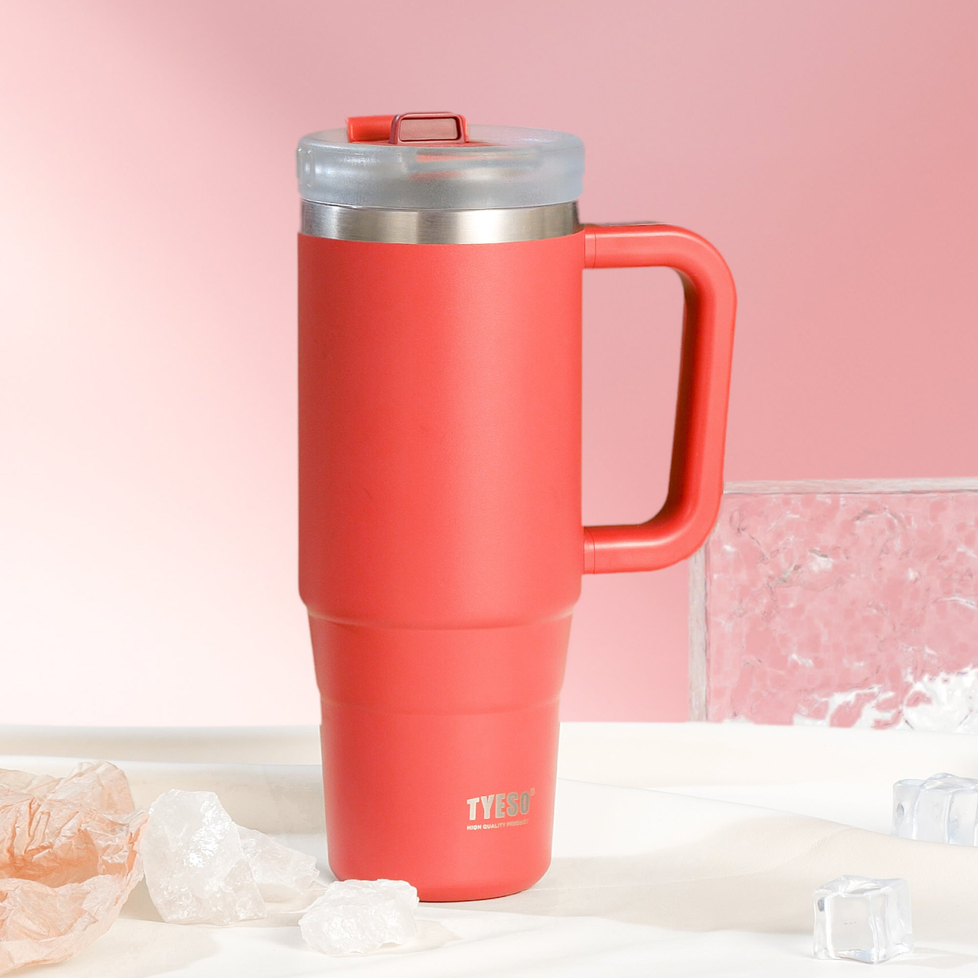 TYESO AURA Insulated Travel Tumbler in Rose Red #color_rose red
