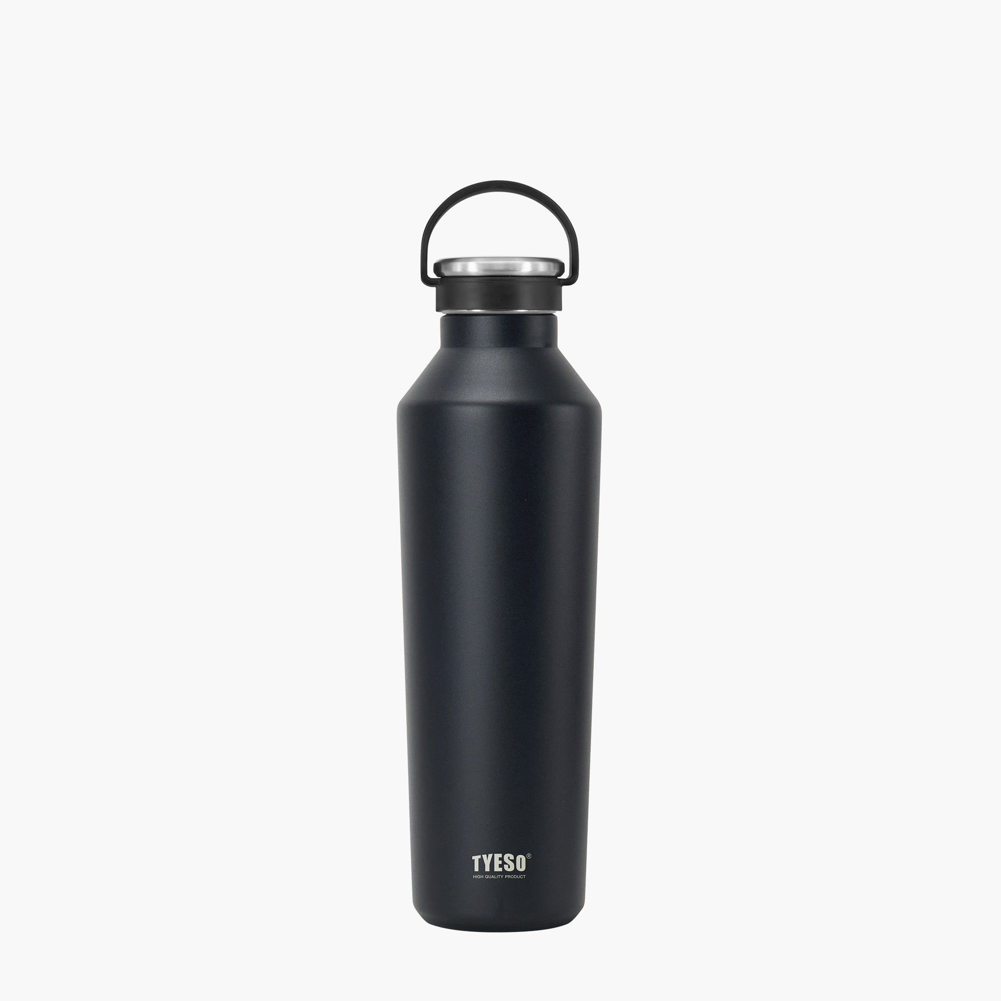 Front view of the black 30 oz TYESO BEACON insulated sports water bottle #color_black
