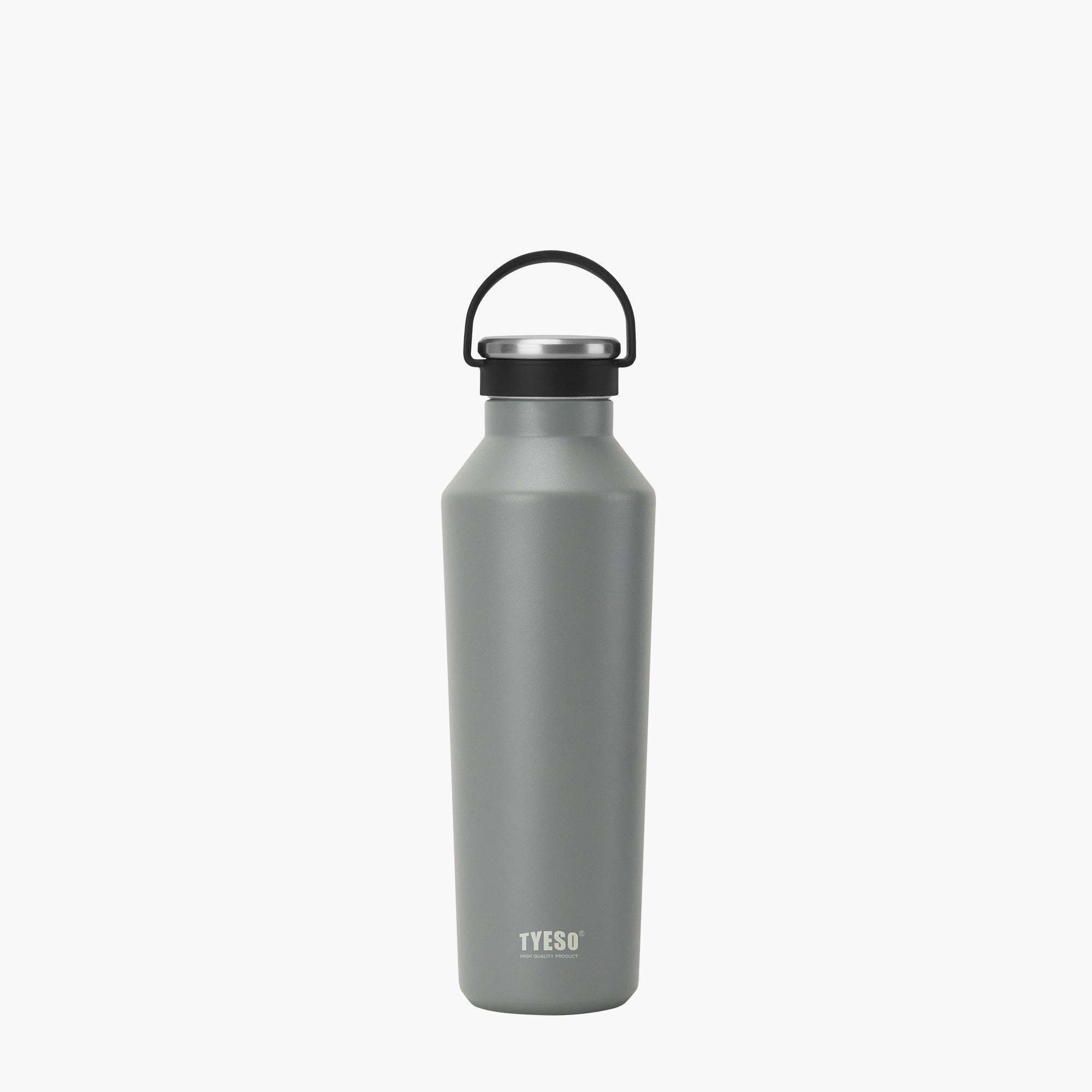 Front view of the gray 25 oz TYESO BEACON insulated sports water bottle #color_gray