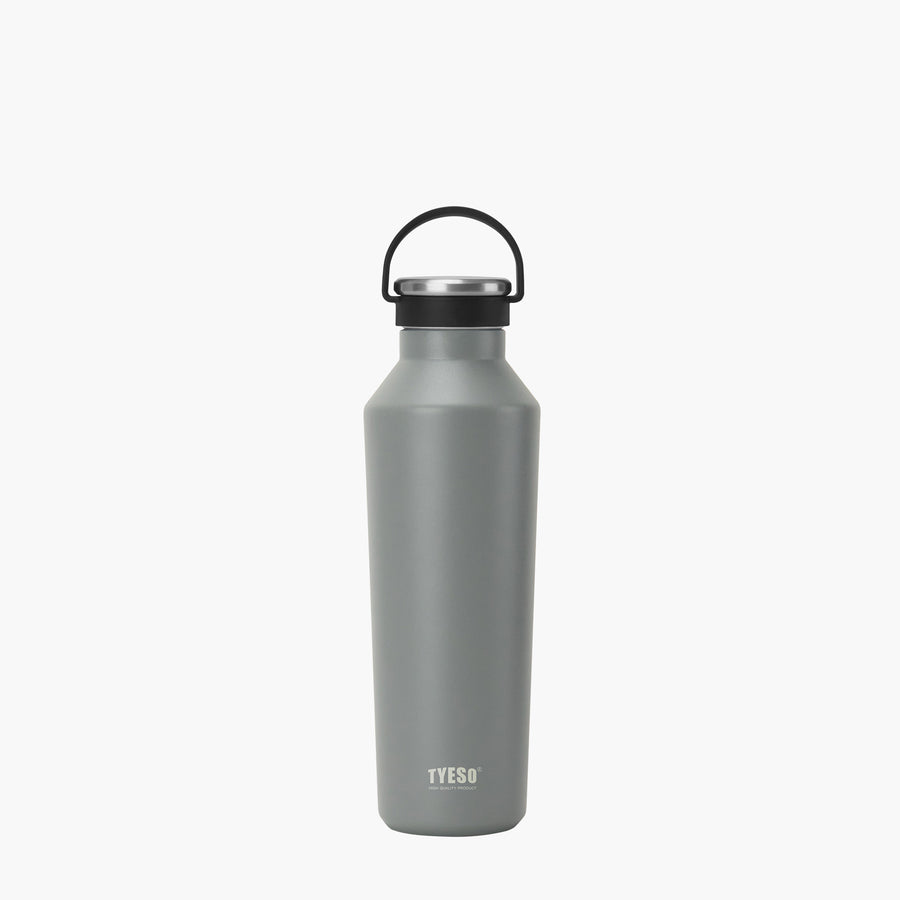 Front view of the gray 25 oz TYESO BEACON insulated sports water bottle #color_gray