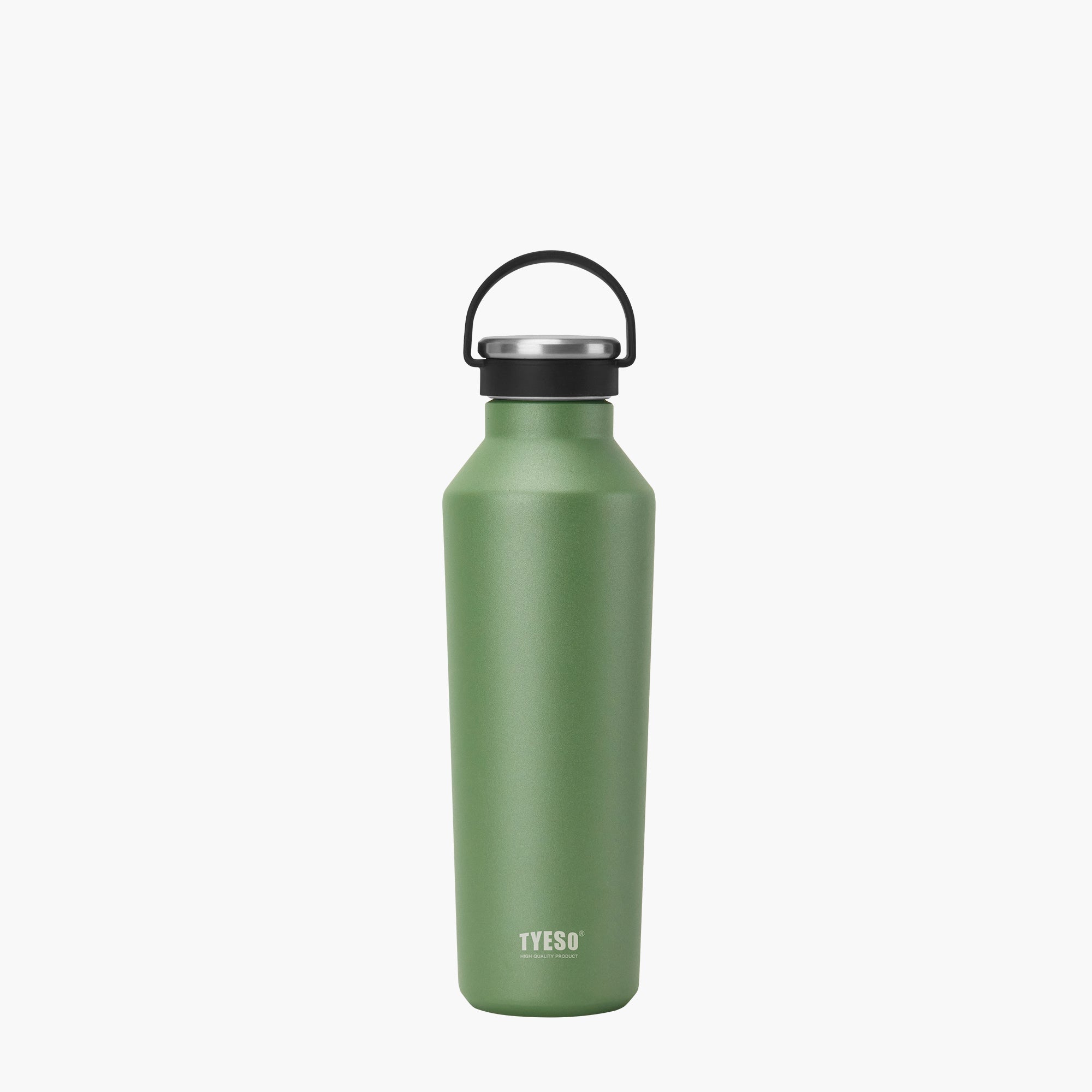 Front view of the green 25 oz TYESO BEACON insulated sports water bottle #color_green