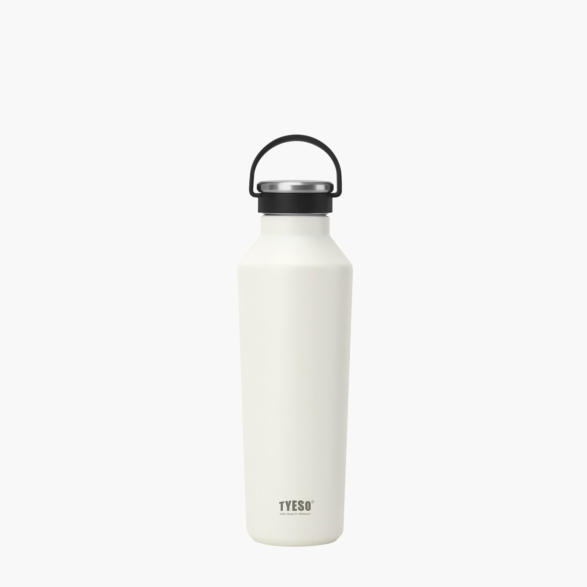 Front view of the white 25 oz TYESO BEACON insulated sports water bottle #color_white