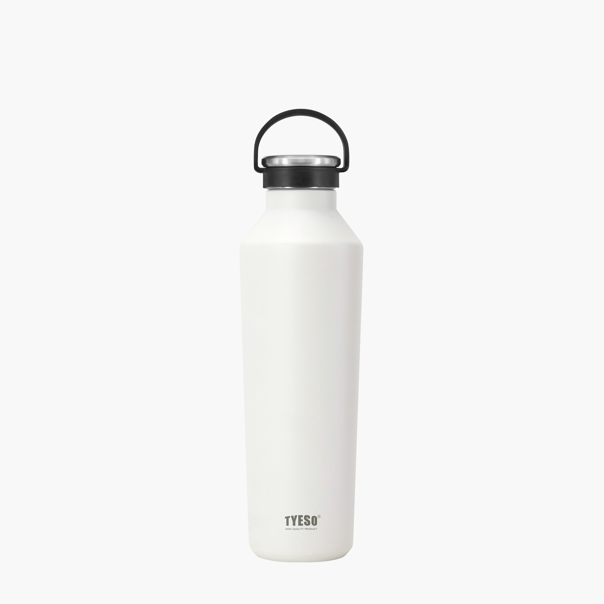 Front view of the white 30 oz TYESO BEACON insulated sports water bottle #color_white
