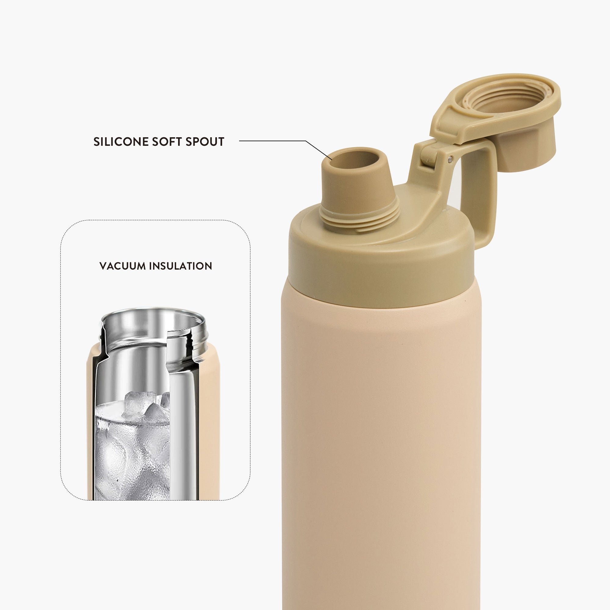 TYESO FIZZ HAZE Sports Bottle with Soft Spout in Mocha, 25 oz – carry handle detail #color_mocha
