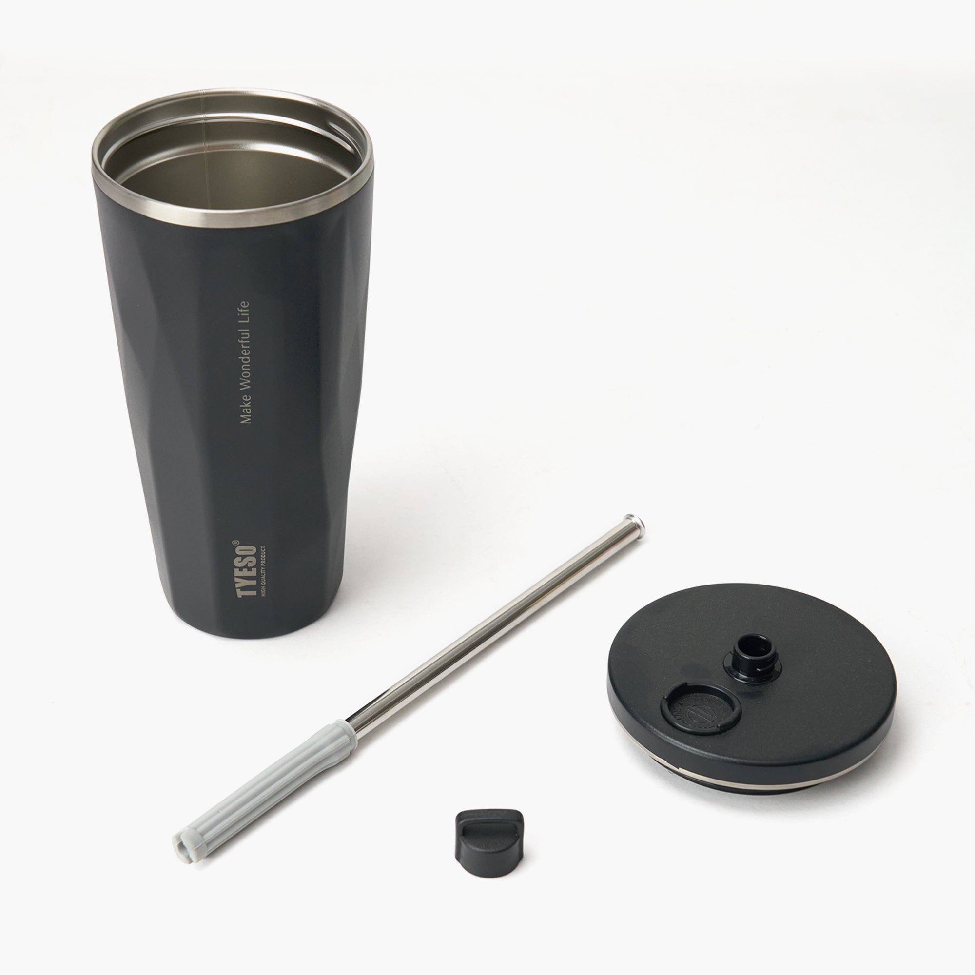 TYESO FLAIR 2.0 Retractable Straw Tumbler in Black #color_Black