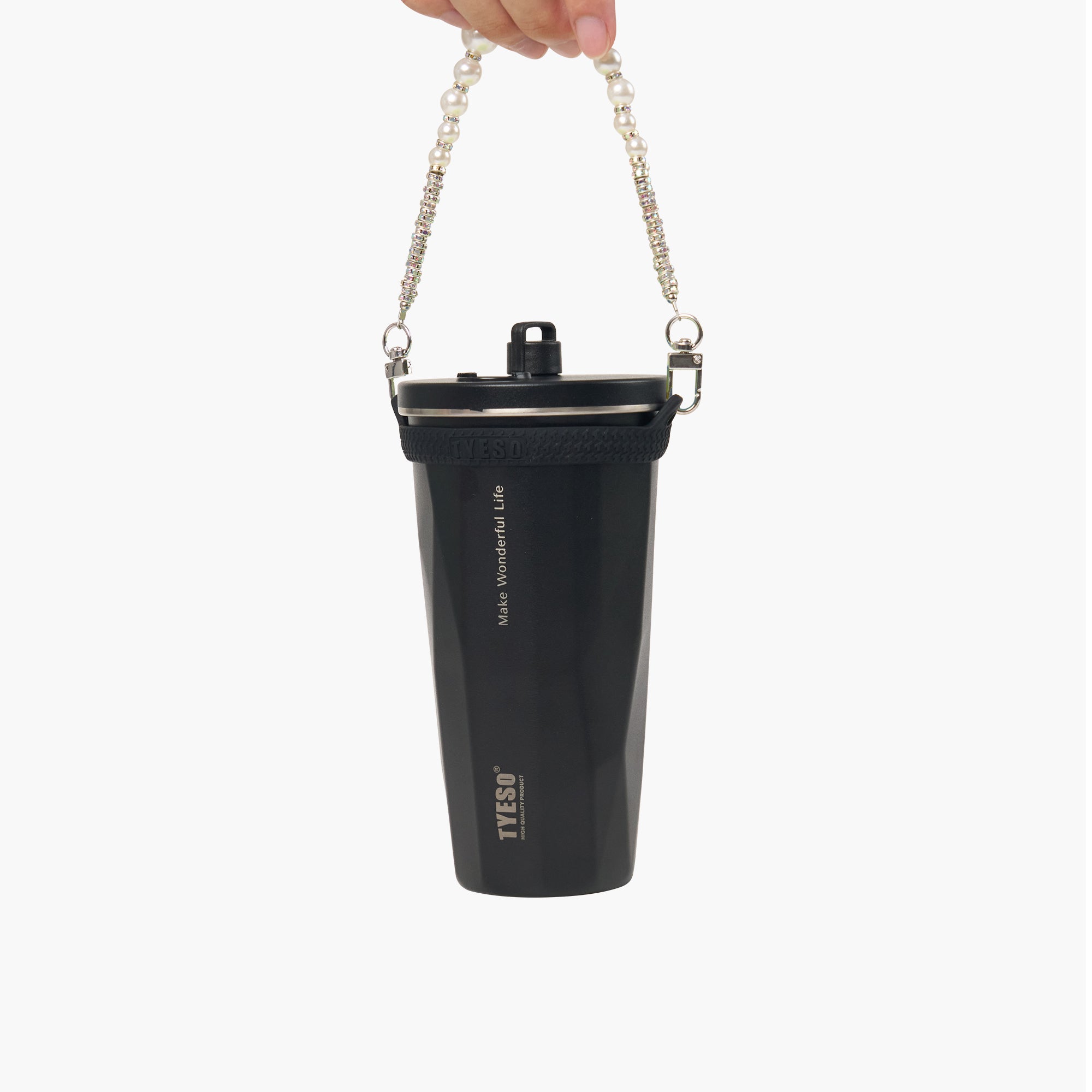 TYESO FLAIR Beaded Lanyard in Black #color_black