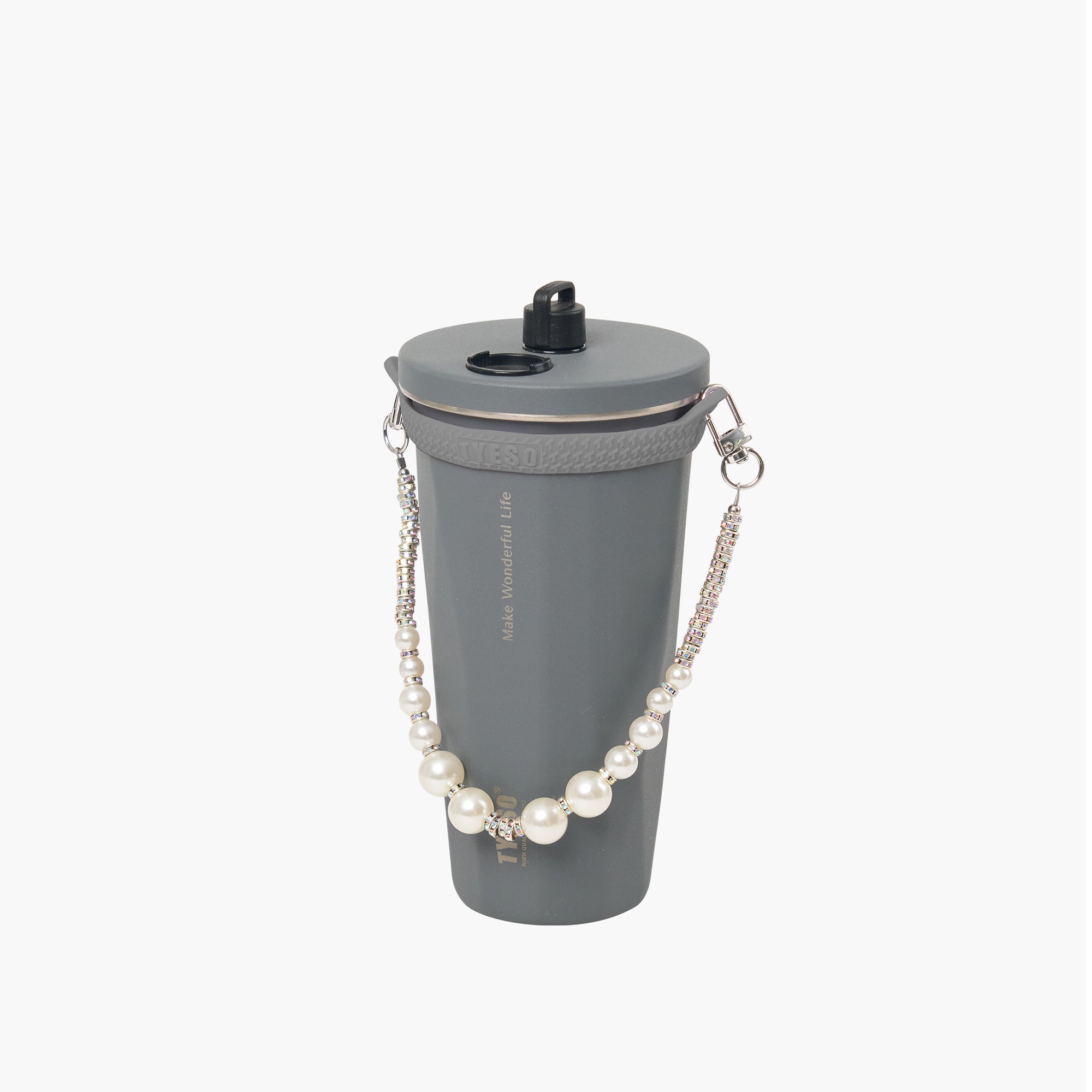TYESO FLAIR Beaded Lanyard in Dark Gray #color_dark gray