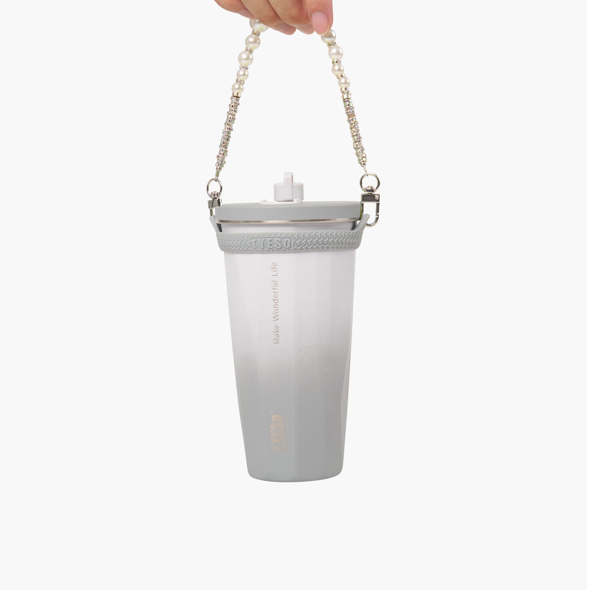 TYESO FLAIR Beaded Lanyard in Gray #color_gray