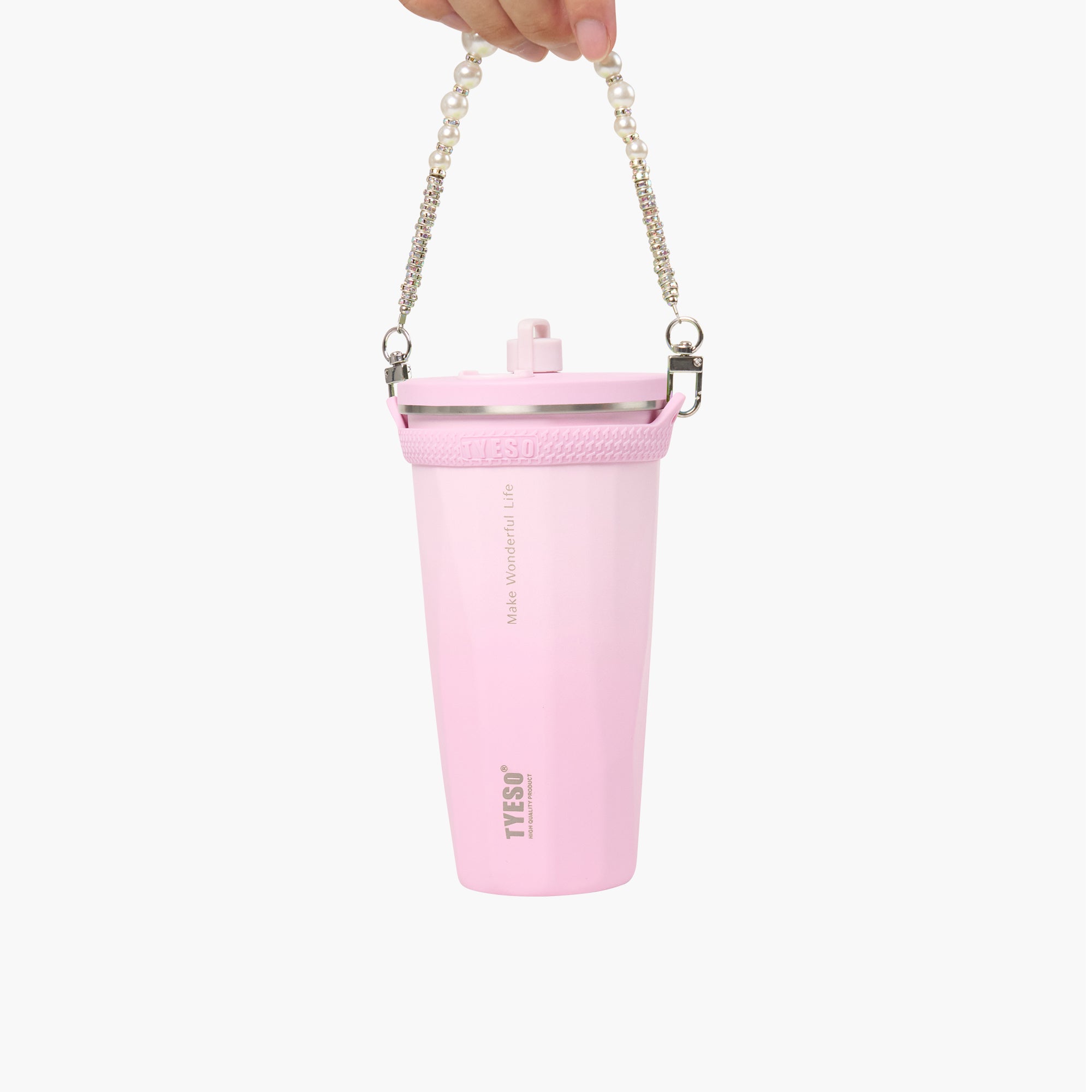 TYESO FLAIR Beaded Lanyard in Pink #color_pink