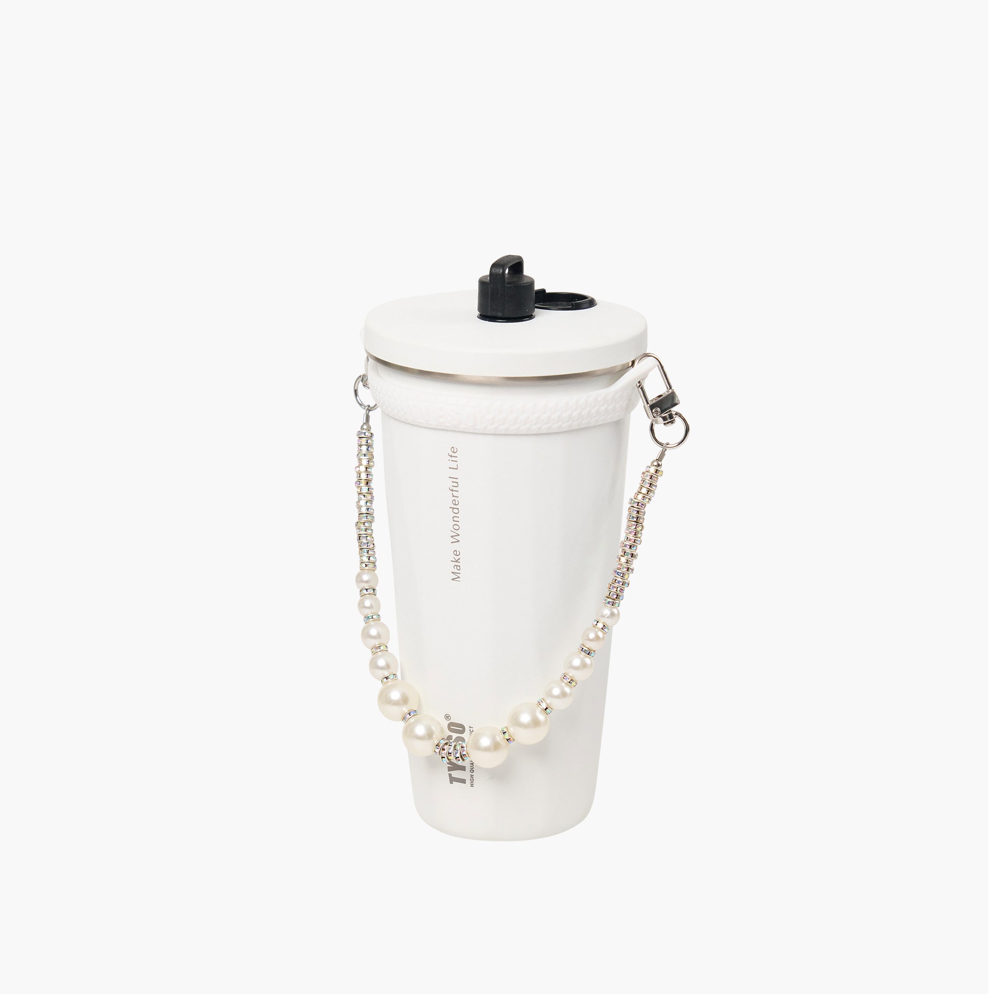 TYESO FLAIR Beaded Lanyard in White #color_white