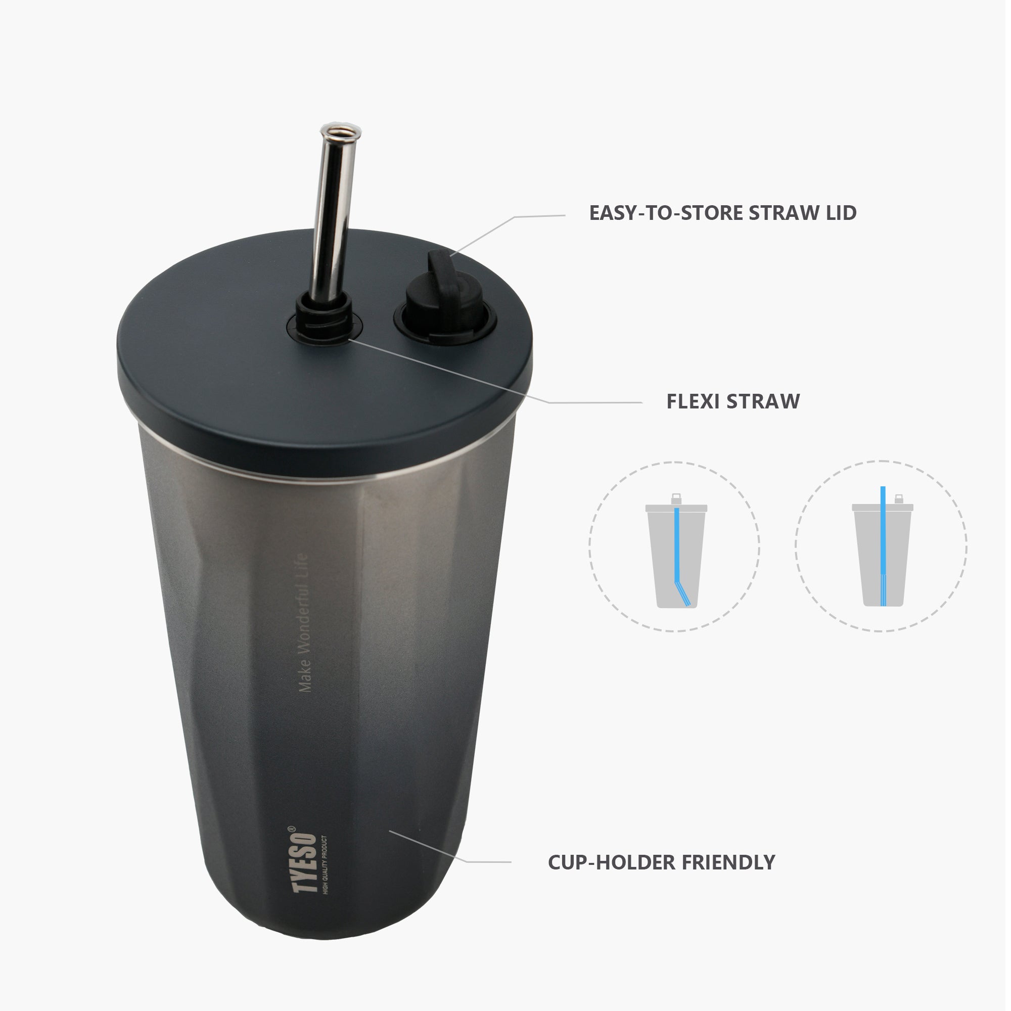 TYESO FLAIR Retractable Straw Tumbler in Silver #color_silver