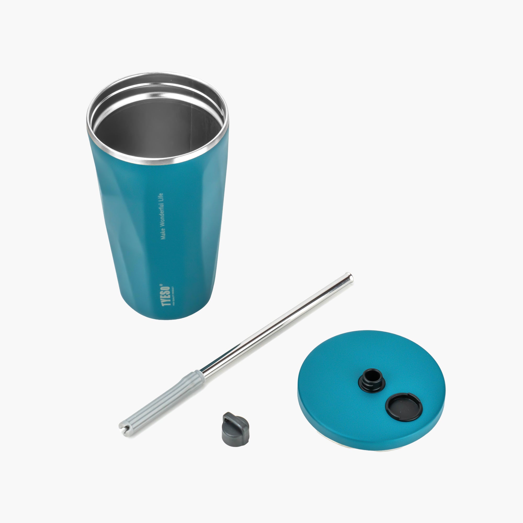 TYESO FLAIR Retractable Straw Tumbler in Solid Blue, 20 oz – lid detail #color_solid blue