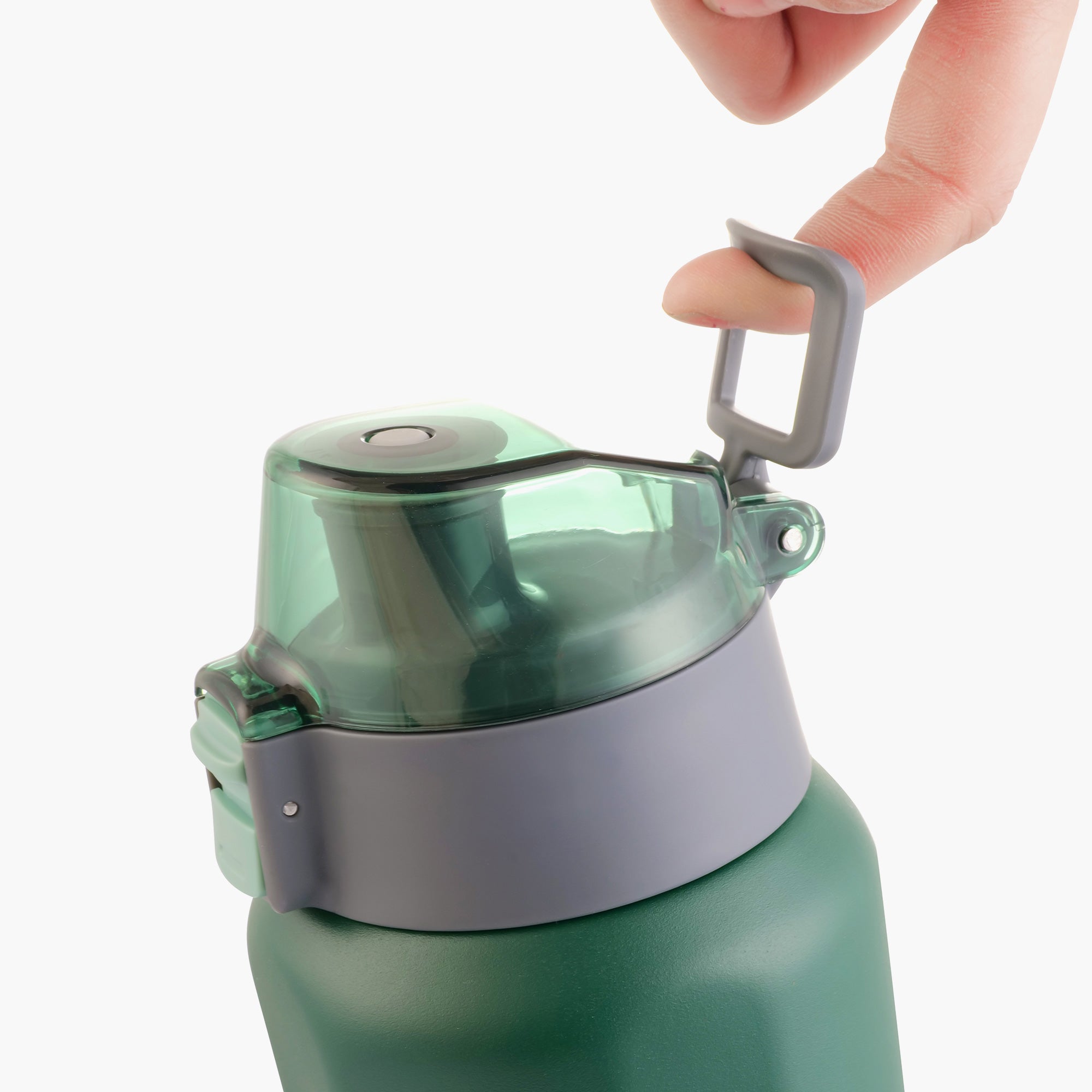 TYESO OBELISK One-Touch Sports Bottle in Green, 20 oz – carry handle detail #color_green
