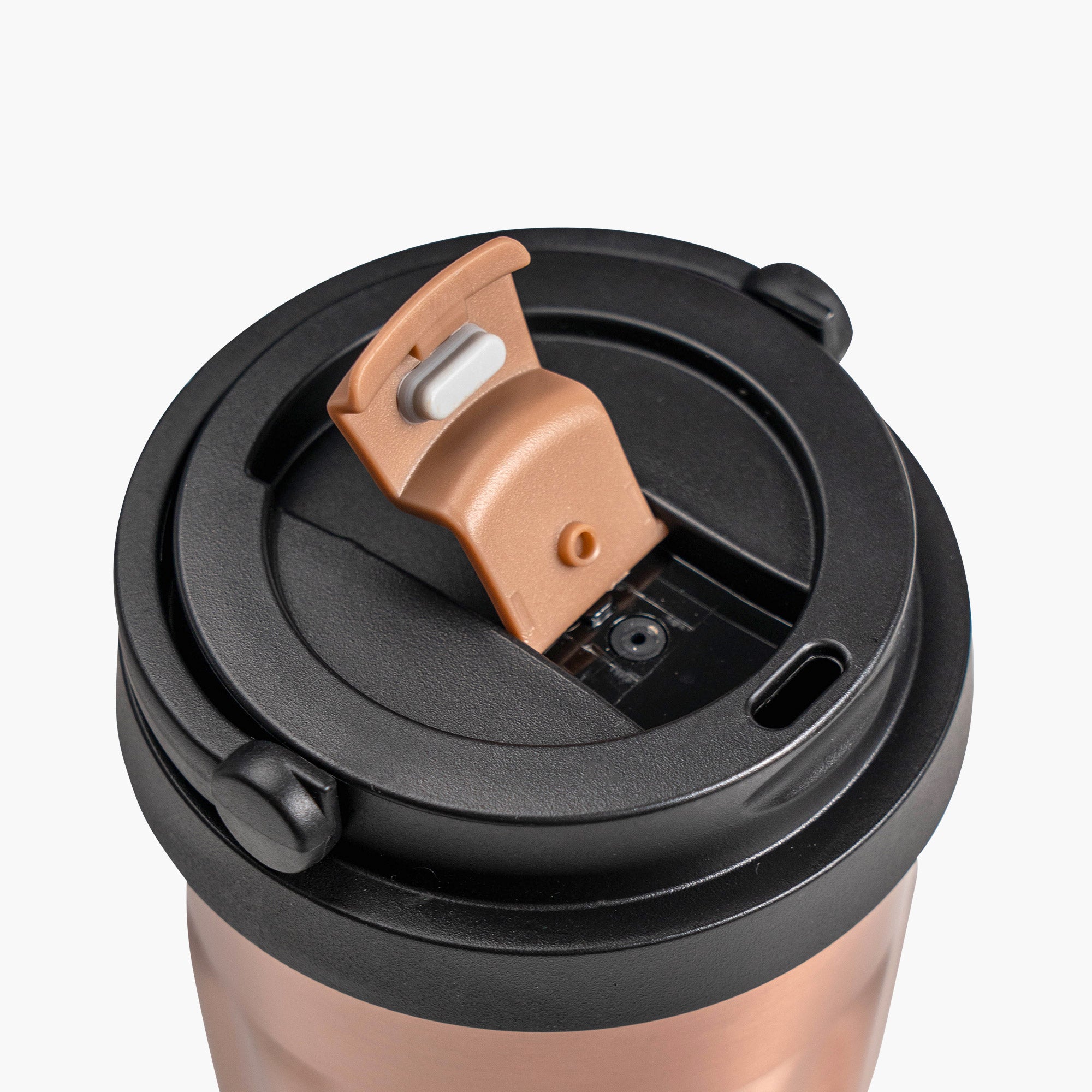 TYESO ONYX Flip Lid Tumbler in Rose Gold, 14 oz – lid detail #color_rose gold