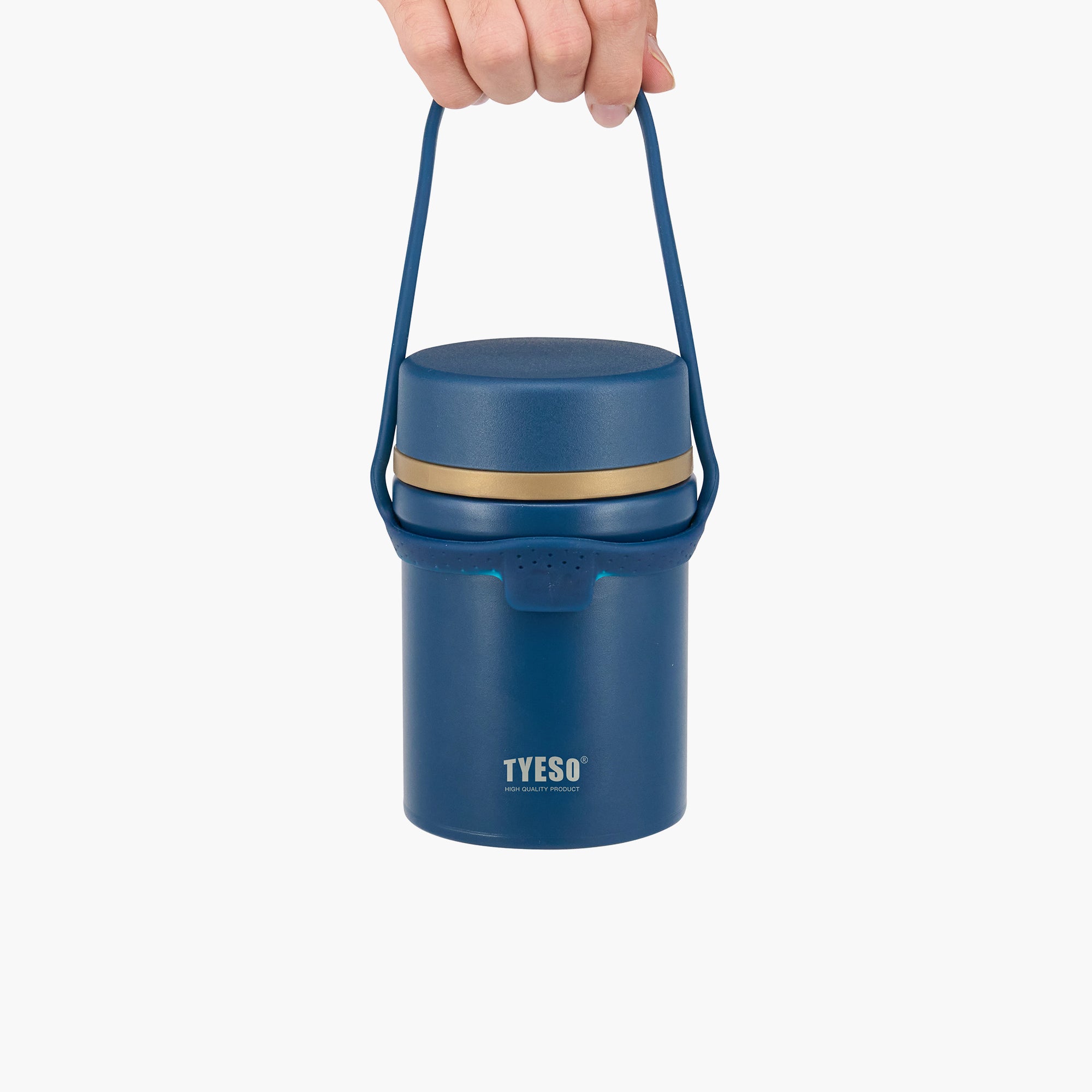 TYESO Silicone Handle for Stainless Steel Portable Food Jar in Dark Blue – carry handle detail #color_dark blue