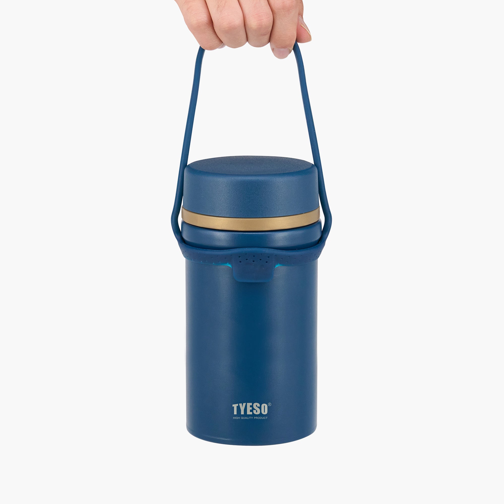 TYESO Silicone Handle for Stainless Steel Portable Food Jar in Dark Blue – carry handle detail #color_dark blue