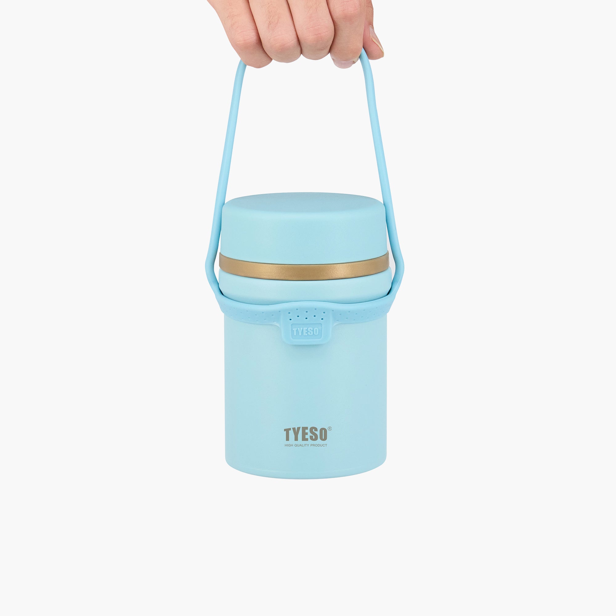 TYESO Silicone Handle for Stainless Steel Portable Food Jar in Light Blue – carry handle detail #color_light blue