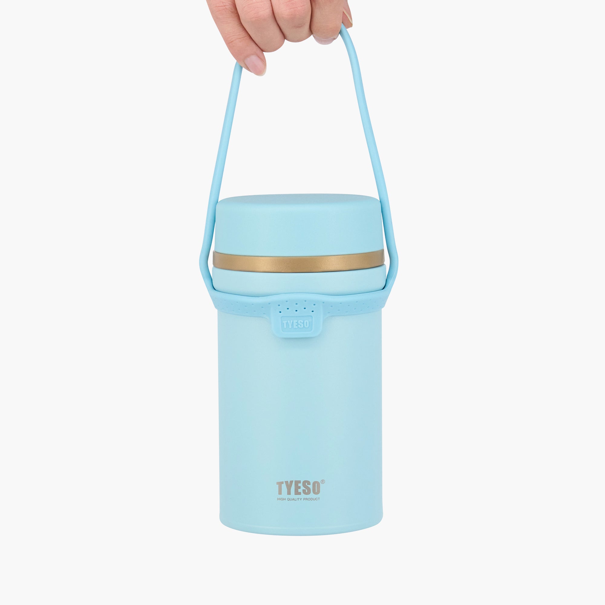 TYESO Silicone Handle for Stainless Steel Portable Food Jar in Light Blue – carry handle detail #color_light blue