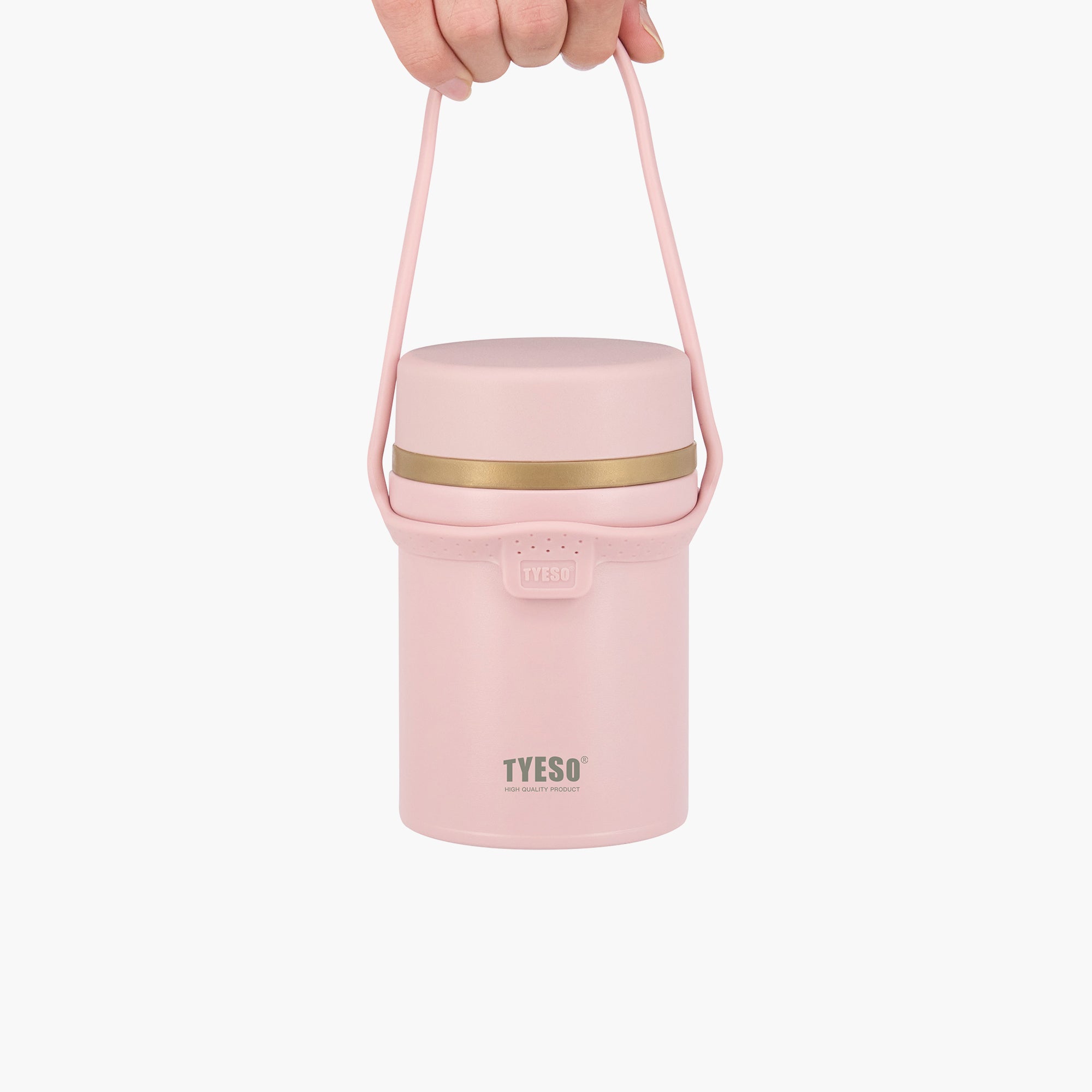 TYESO Silicone Handle for Stainless Steel Portable Food Jar in Pink – carry handle detail #color_pink