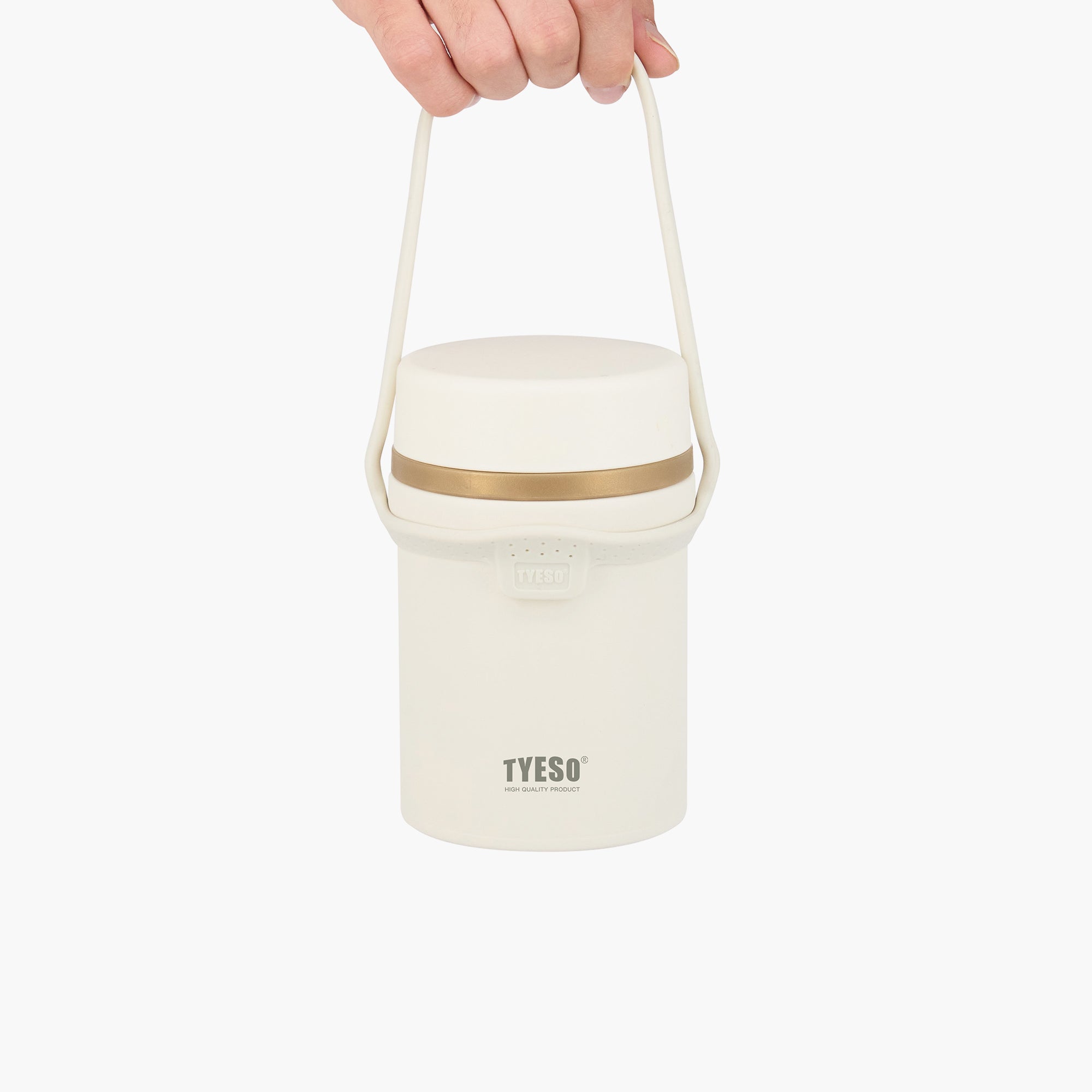 TYESO Silicone Handle for Stainless Steel Portable Food Jar in White – carry handle detail #color_white