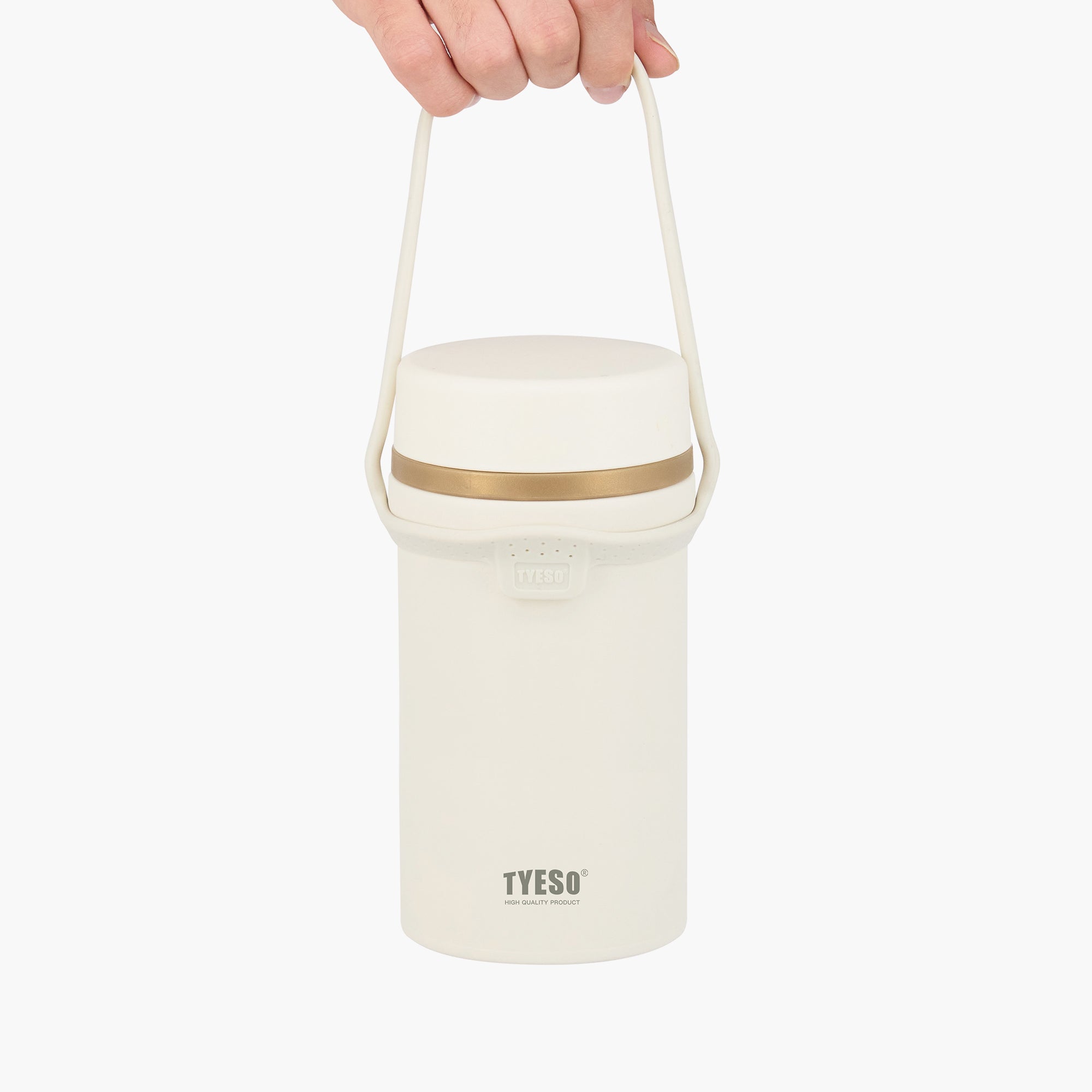 TYESO Silicone Handle for Stainless Steel Portable Food Jar in White – carry handle detail #color_white