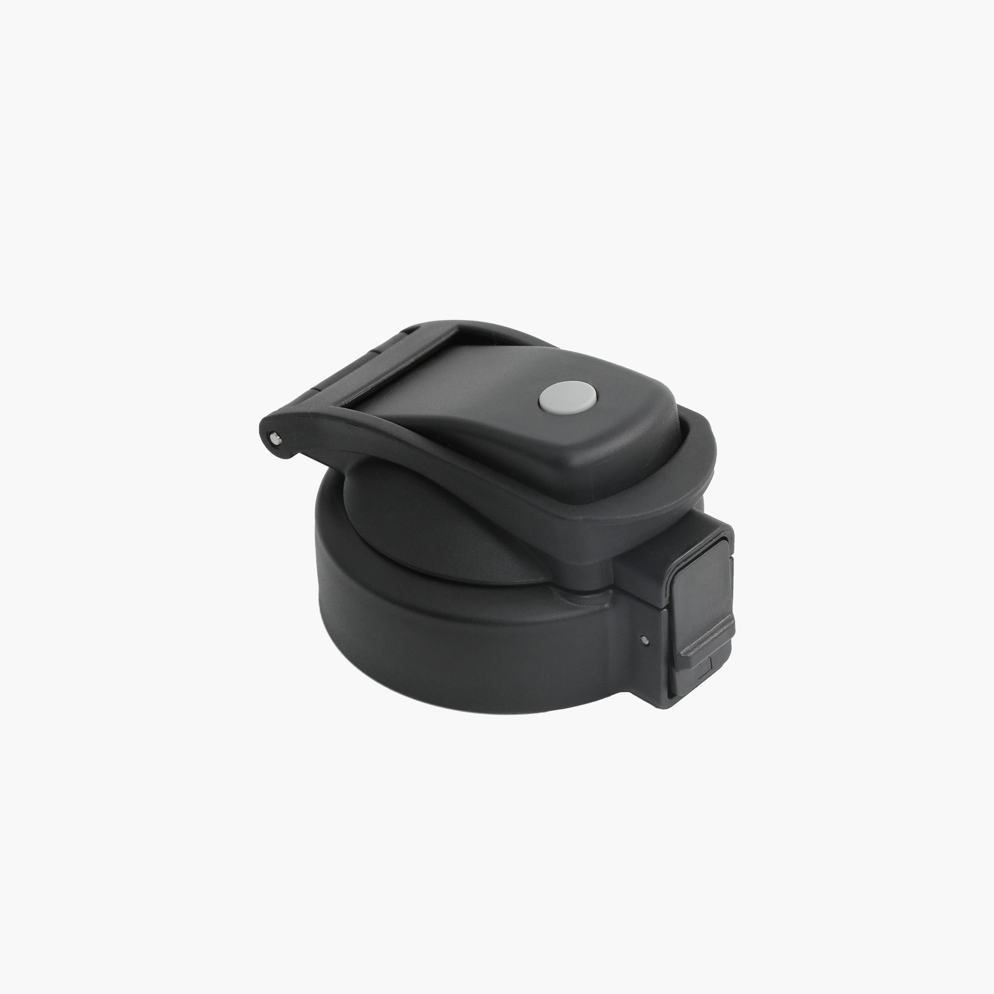 Top view of black replacement lid for TYESO SURGE Sports Bottle with Safety Lock #color_black