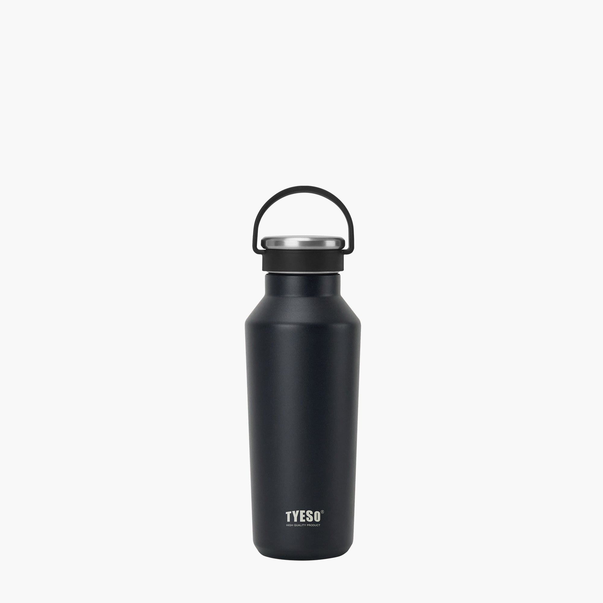 TYESO Vacuum Insulated Sports Bottle with Soft Silicone Handle in Black, 17 oz – carry handle detail #color_black